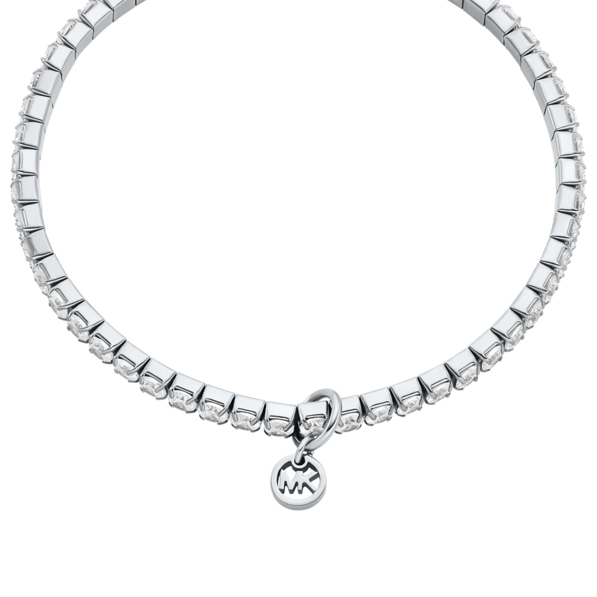 Michael Kors Brilliance Silver Pavé Stretch Ladies Tennis Bracelet MKJ8682040