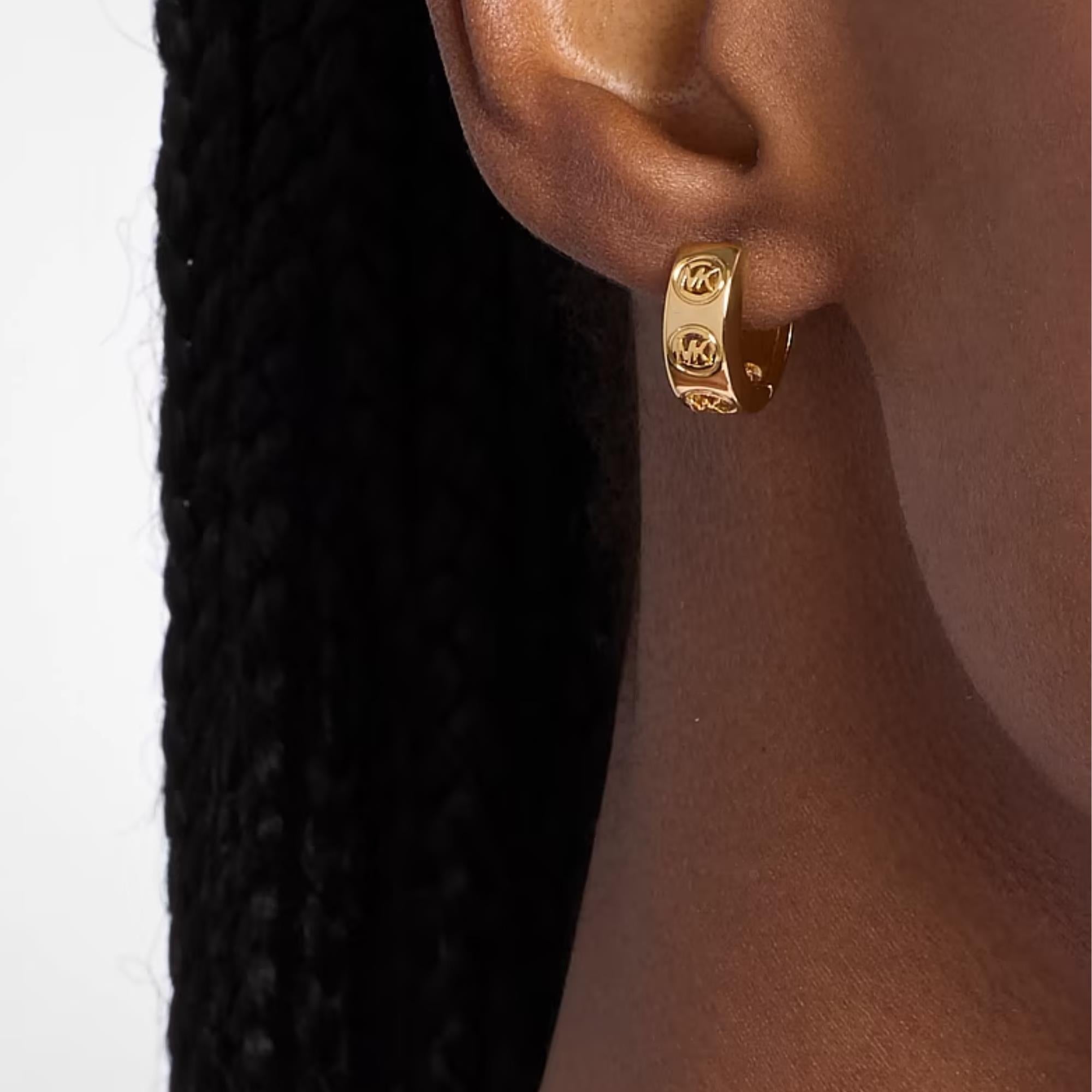 Michael Kors MK Gold Logo Huggie Ladies Earrings MKJ8655710