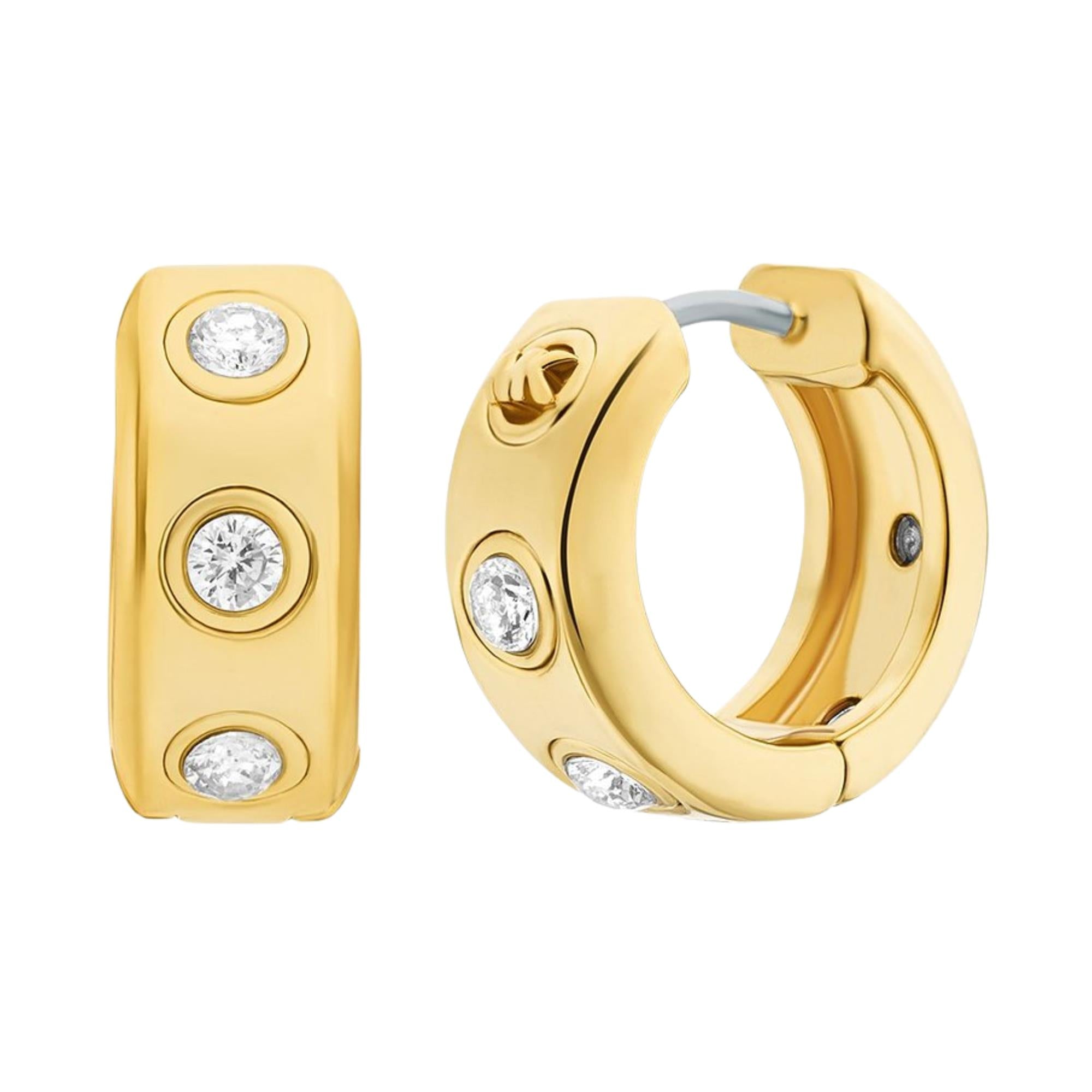 Michael Kors Brilliance Gold Pavé Logo Huggie Ladies Earrings MKJ8652710