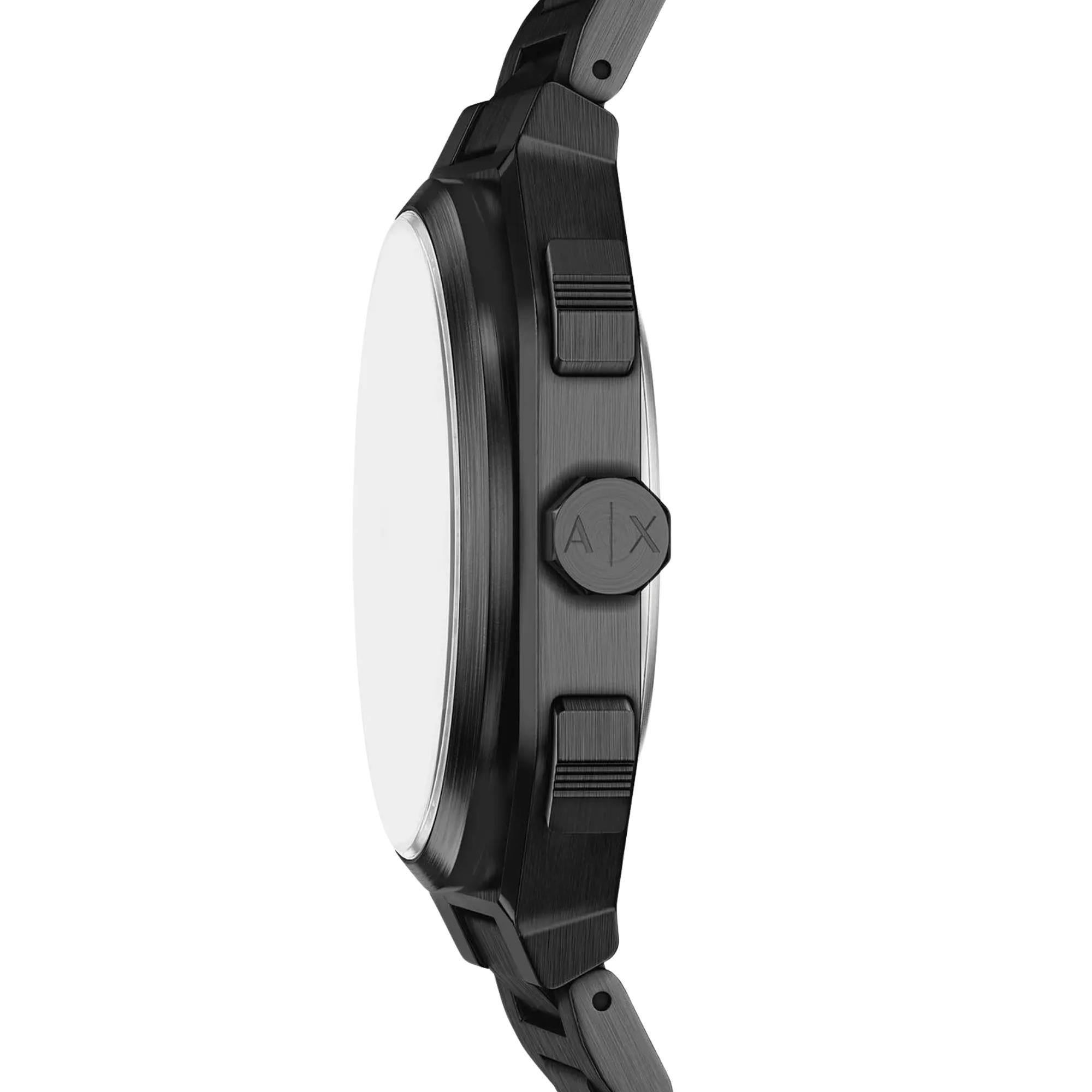 Armani Exchange Bass 40mm Dual-Time Black Dial Steel Mens Quartz Watch AX1478