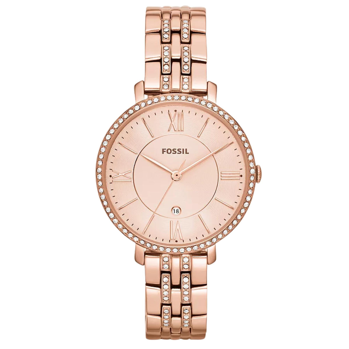 Fossil Jacqueline 36mm Rose Gold Dial Steel Ladies Quartz Watch ES3546
