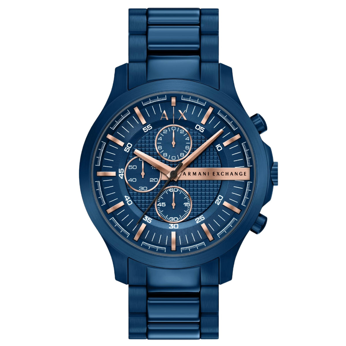 Armani Exchange Hampton 46mm Chronograph Blue Dial Steel Mens Quartz Watch AX2468