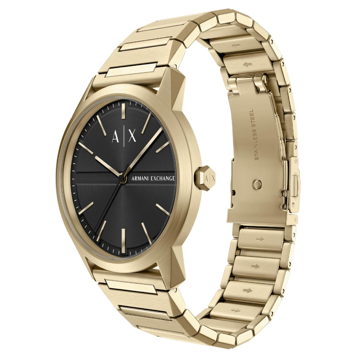Armani Exchange Lexon 42mm Black Dial Steel Mens Quartz Watch AX2650