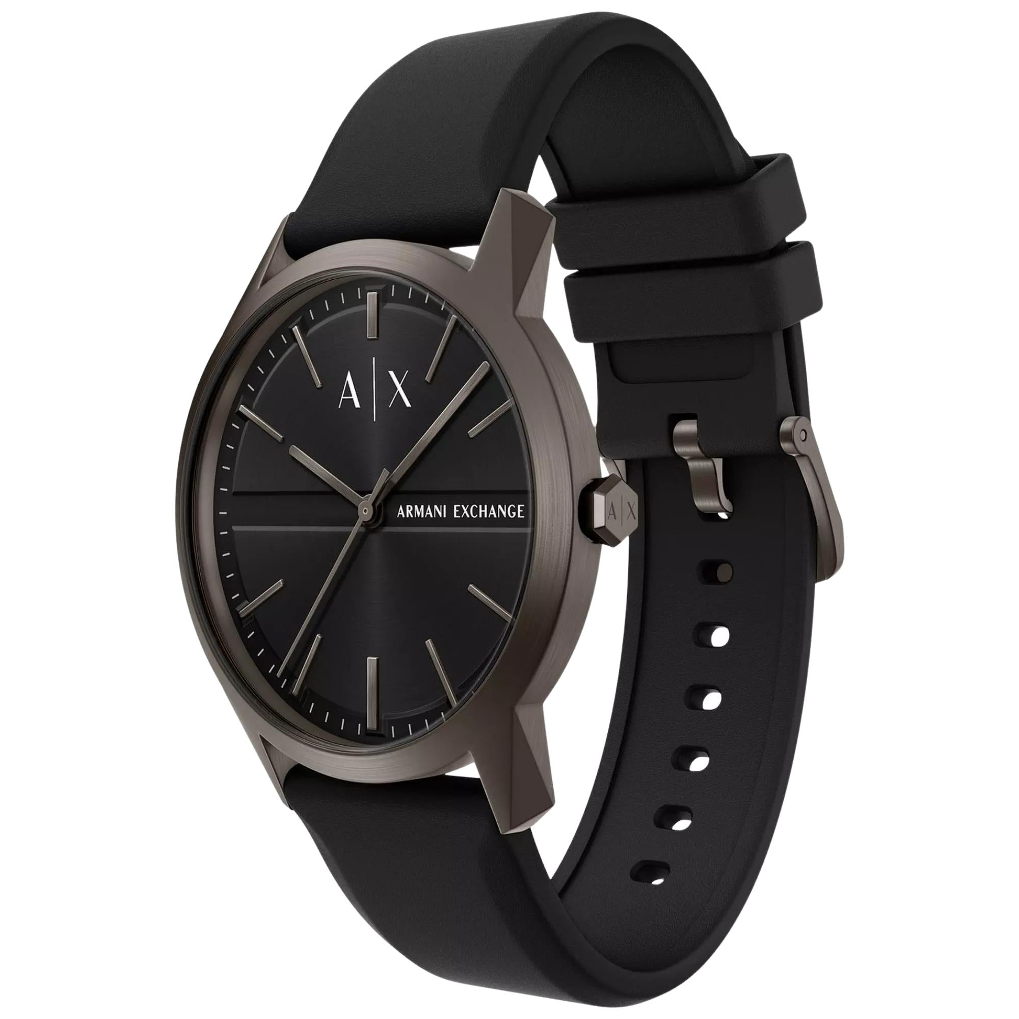 Armani Exchange Lexon 42mm Black Dial Silicone Mens Quartz Watch AX2652