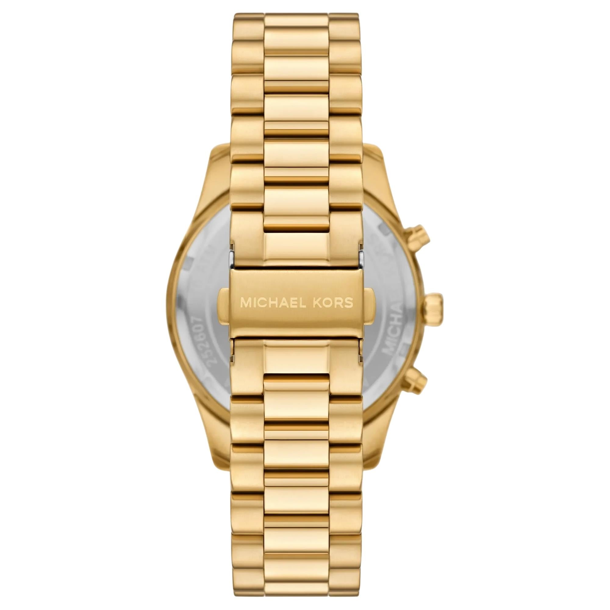 Michael Kors Lexington 45mm Chronograph Gold Dial Steel Mens Quartz Watch MK9276