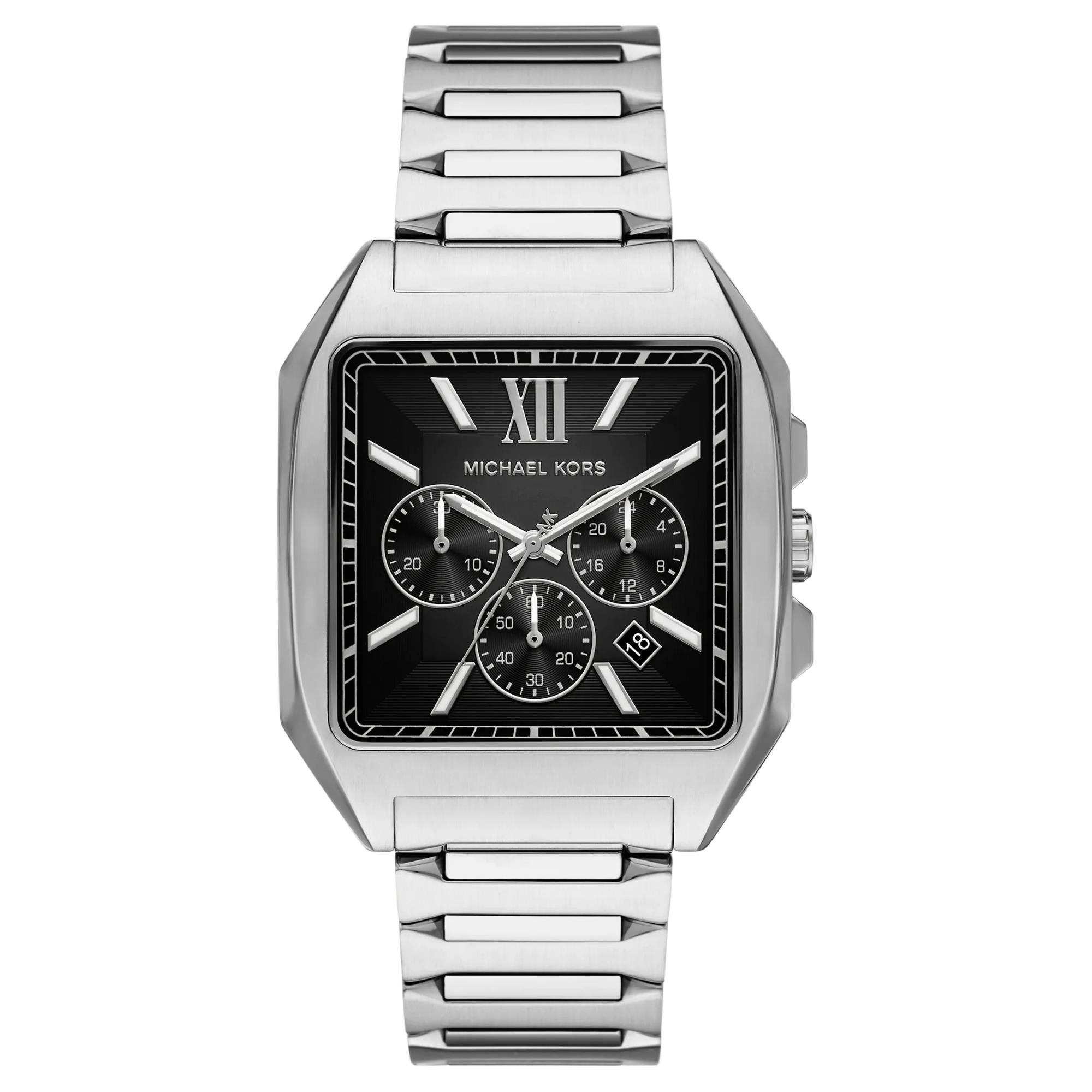 Michael Kors Hayes 40mm Chronograph Black Dial Steel Mens Quartz Watch MK9283
