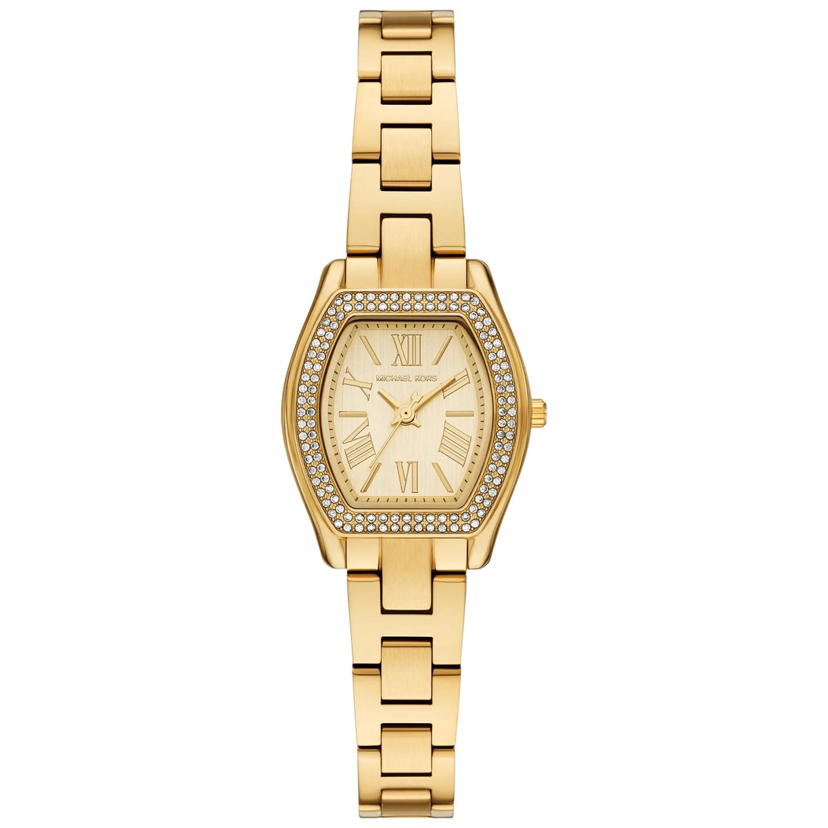 Michael Kors Petite Chelsea Pavé 25mm Gold Dial Steel Ladies Quartz Watch MK7618