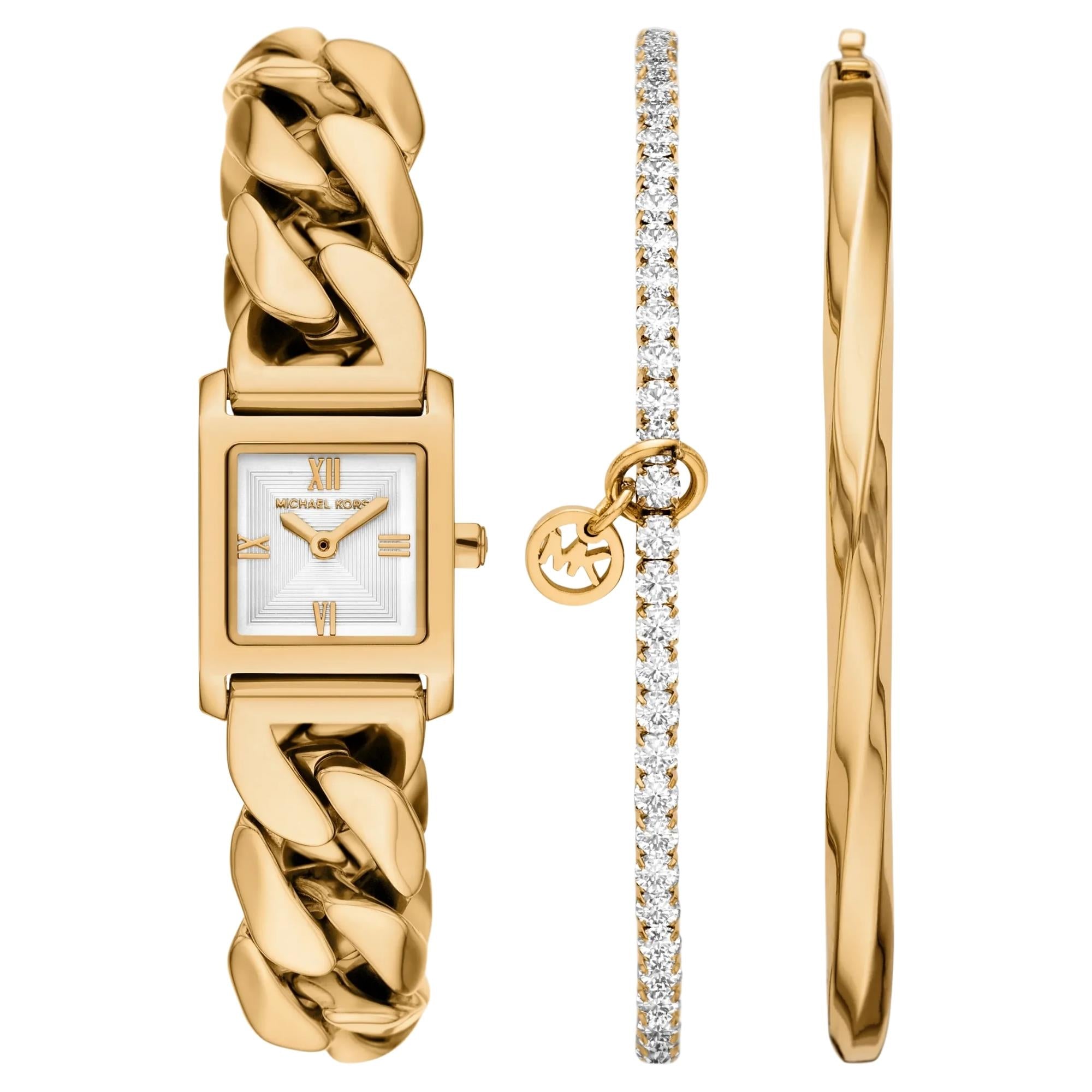 Michael Kors Georgie 19mm Silver Dial Steel Ladies Quartz Watch MK7655SET