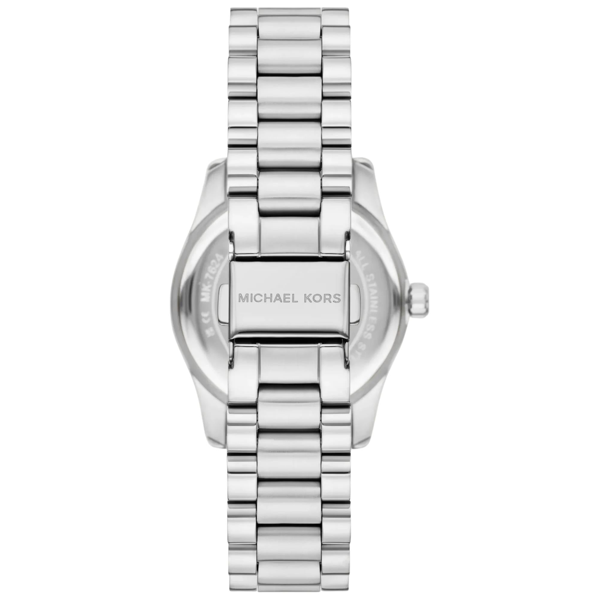 Michael Kors Lexington Pavé 33mm Brown Dial Steel Ladies Quartz Watch MK7624