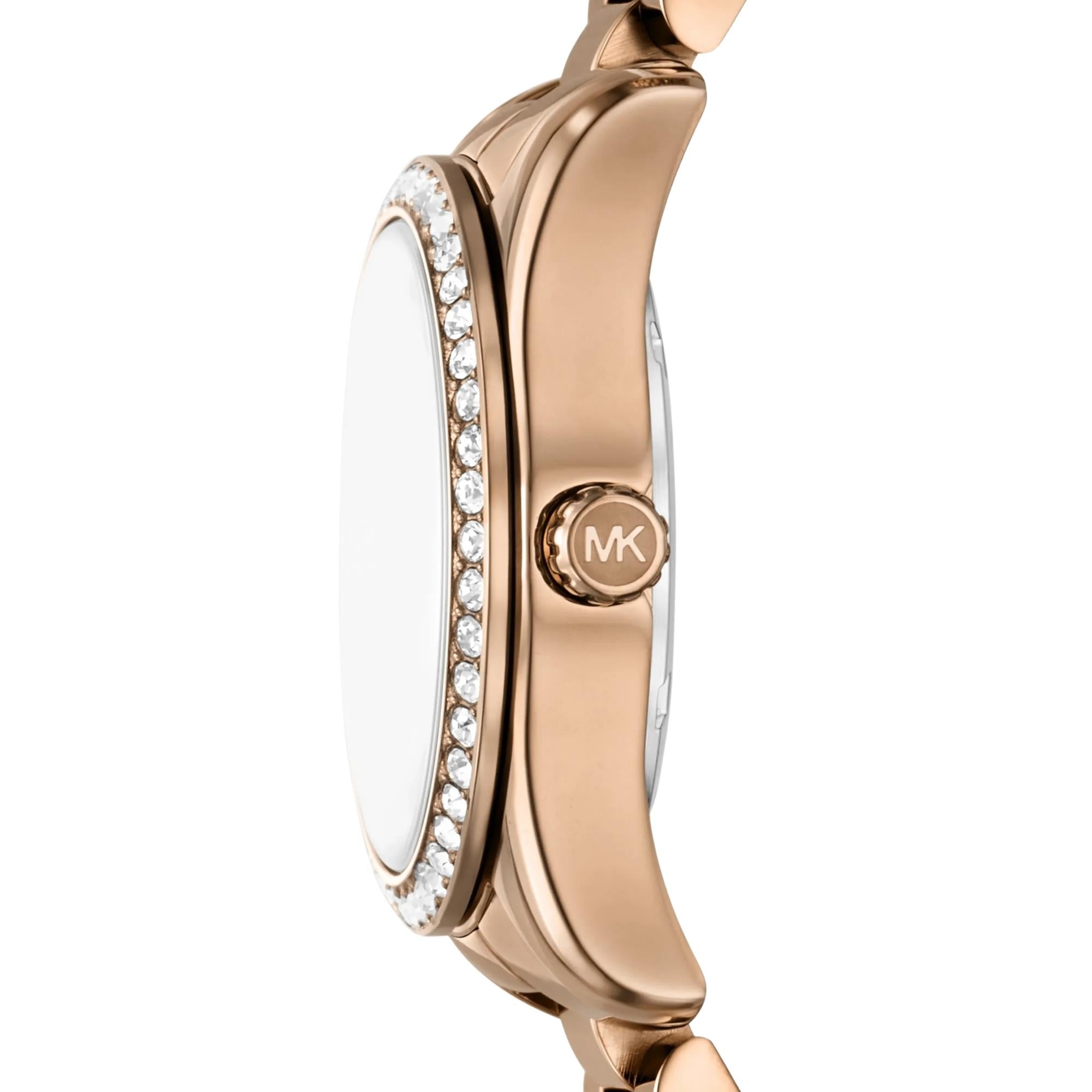 Michael Kors Lexington Pavé 33mm Beige Gold Dial Steel Ladies Quartz Watch MK7631