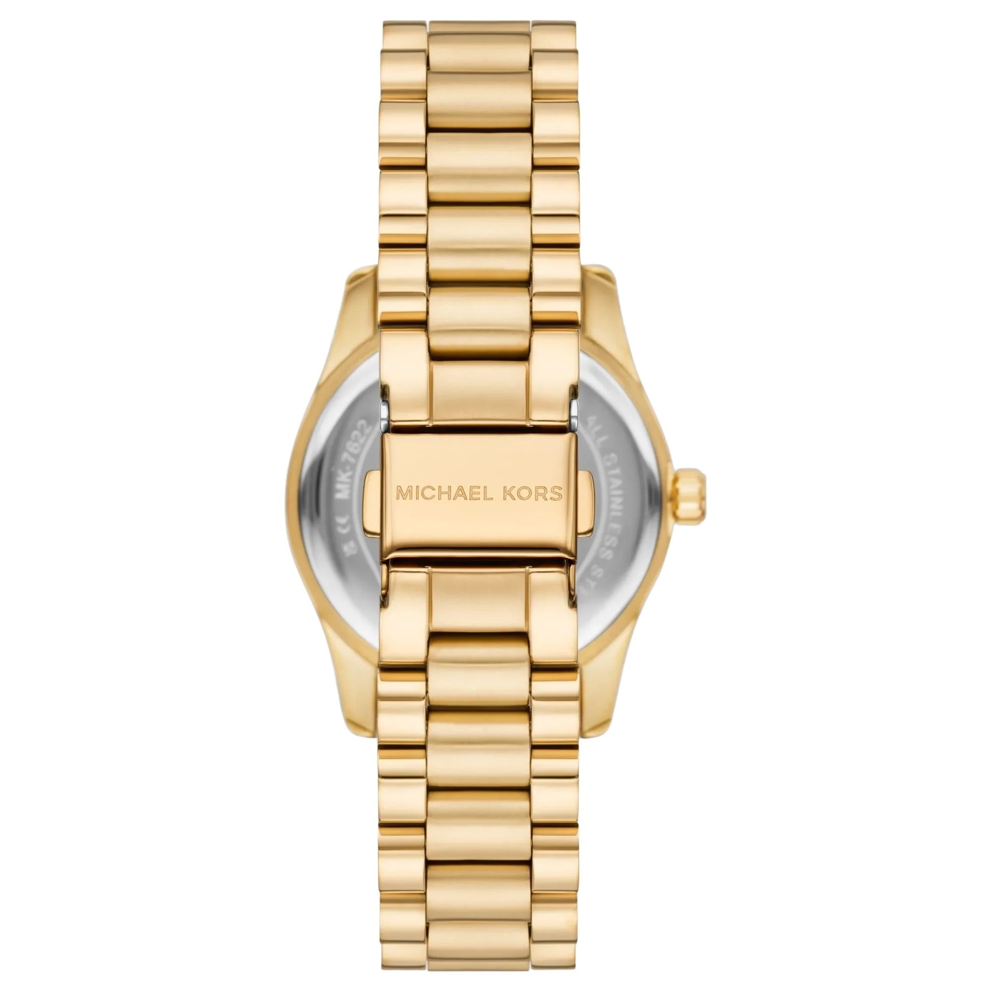 Michael Kors Lexington Pavé 33mm Green Dial Steel Ladies Quartz Watch MK7622