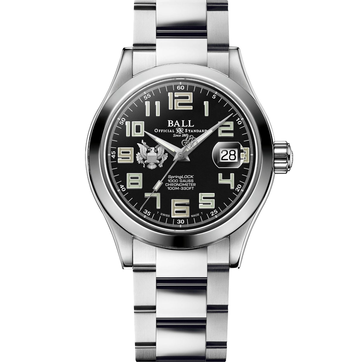 BALL Engineer III 'Army' 40mm Limited Edition Black Dial Steel Mens Automatic Watch NM3000C-S11C-BK