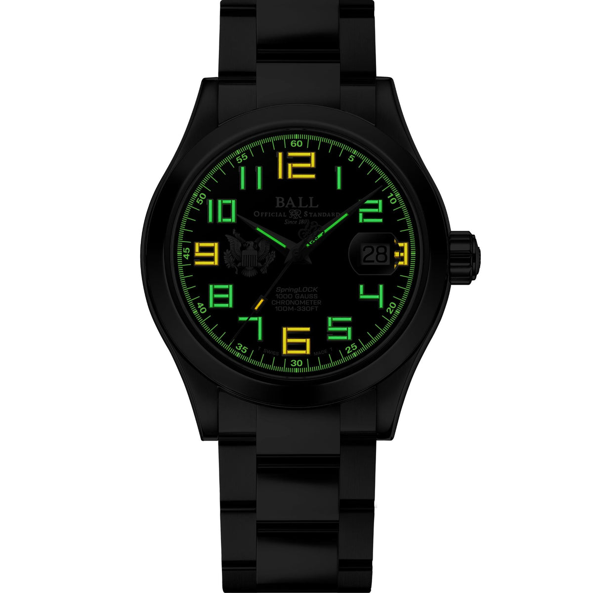 BALL Engineer III 'Army' 40mm Limited Edition Black Dial Steel Mens Automatic Watch NM3000C-S11C-BK