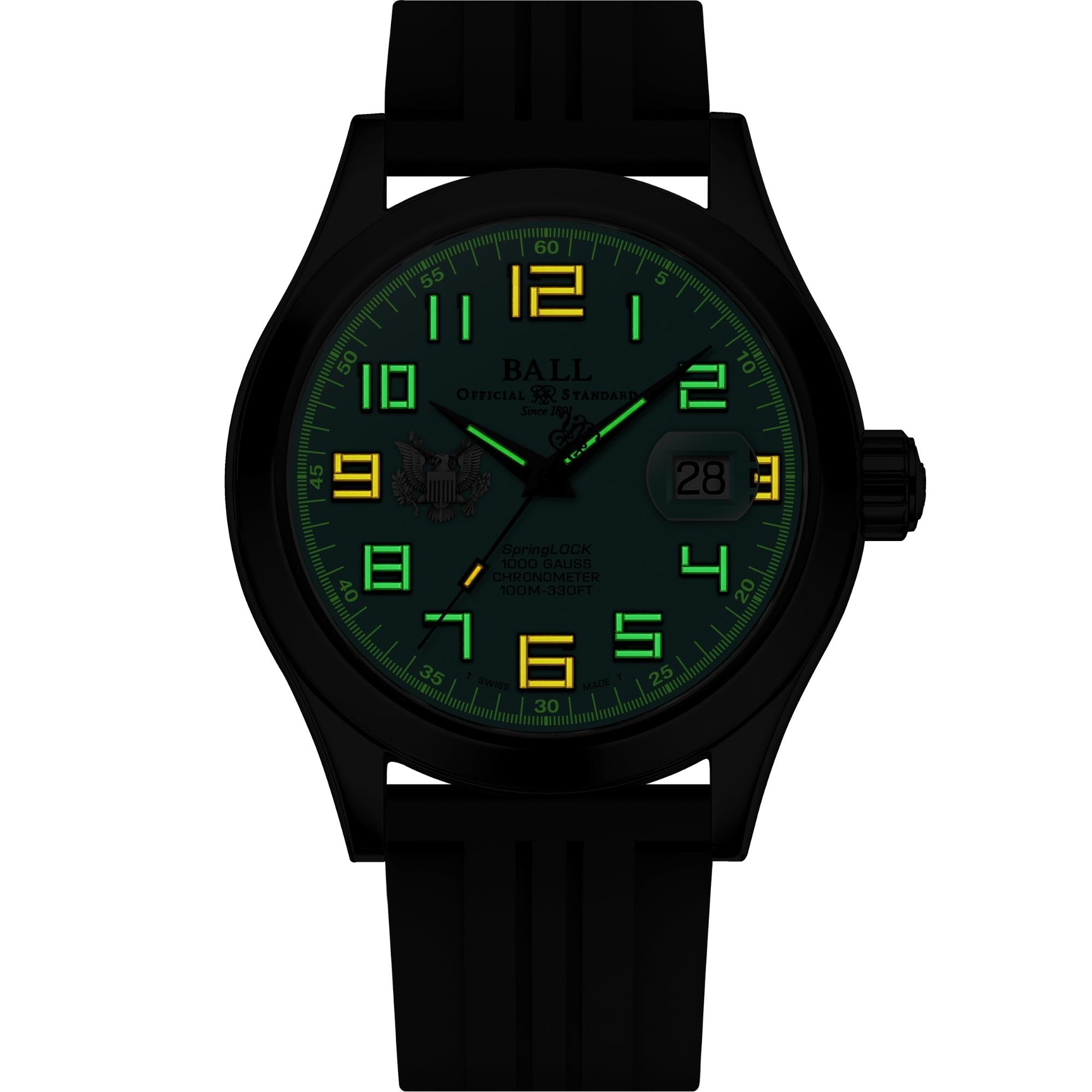 BALL Engineer III 'Army' 43mm Limited Edition Turquoise Dial Rubber Mens Automatic Watch NM2028C-P49C-TQ