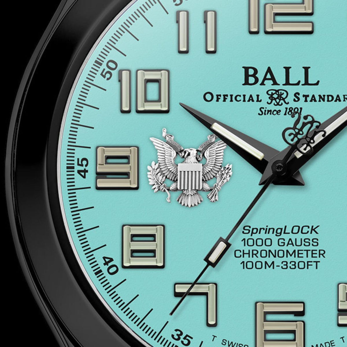 BALL Engineer III 'Army' 43mm Limited Edition Turquoise Dial Rubber Mens Automatic Watch NM2028C-P49C-TQ