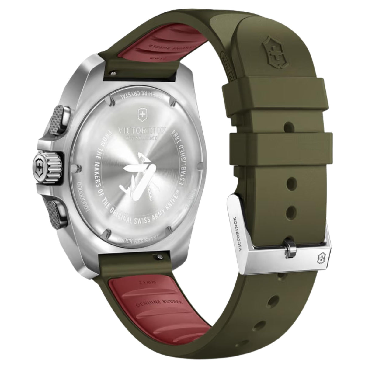 Victorinox I.N.O.X. 43mm Green Dial Rubber Mens Quartz Watch 242081