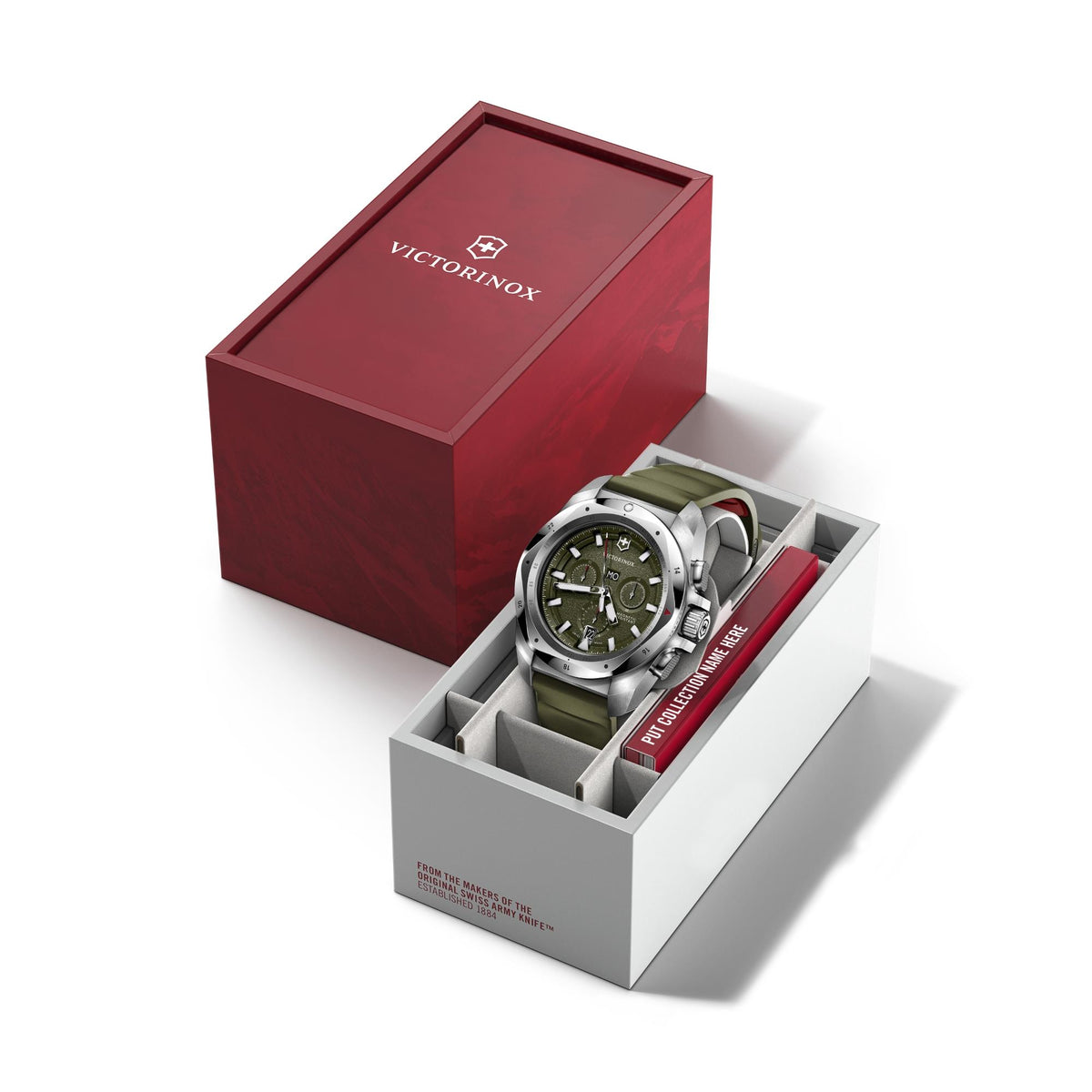 Victorinox I.N.O.X. 43mm Green Dial Rubber Mens Quartz Watch 242081