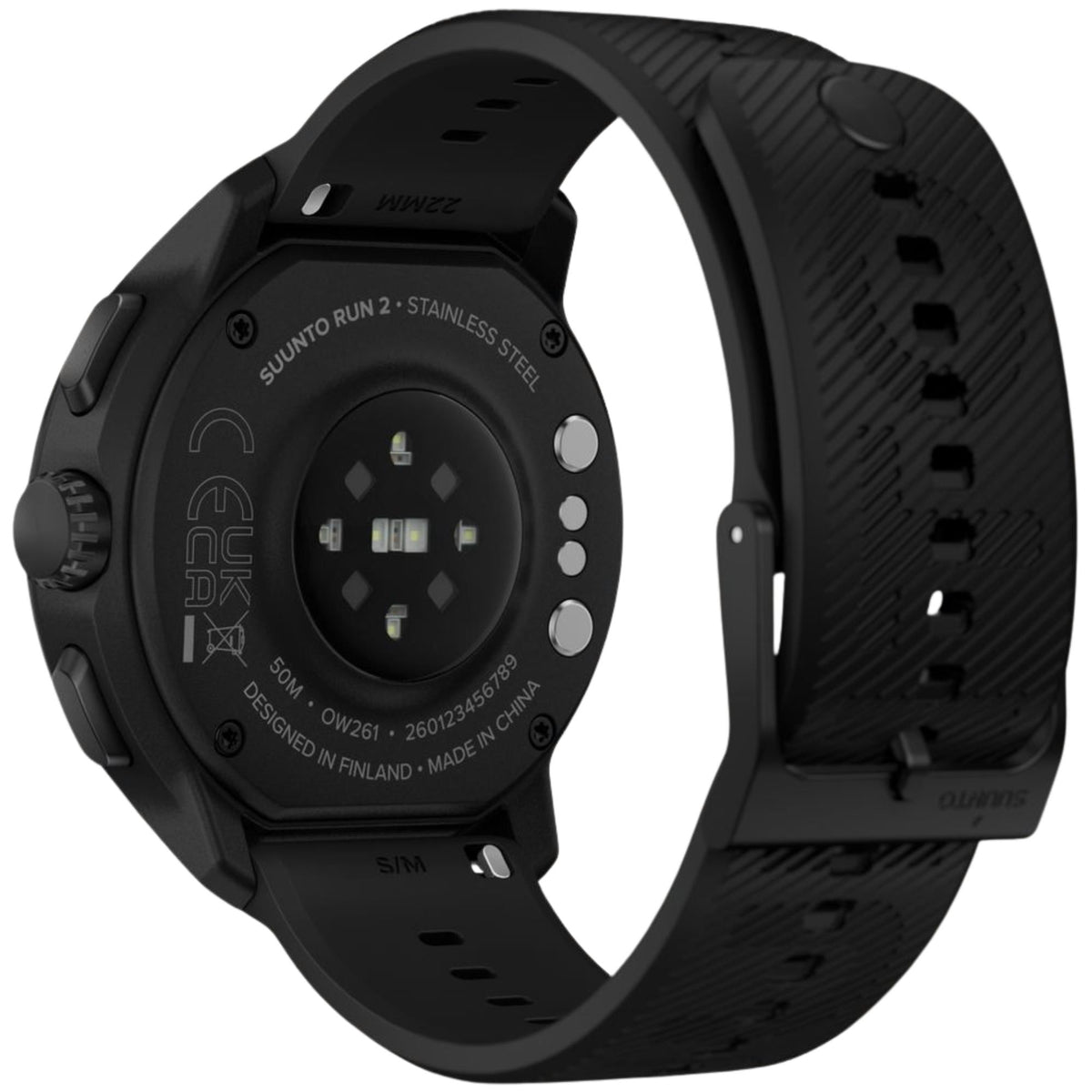 Suunto Run 2 46.5mm 64GB AMOLED Digital All Black Silicone Smart Fitness Watch SS051639000