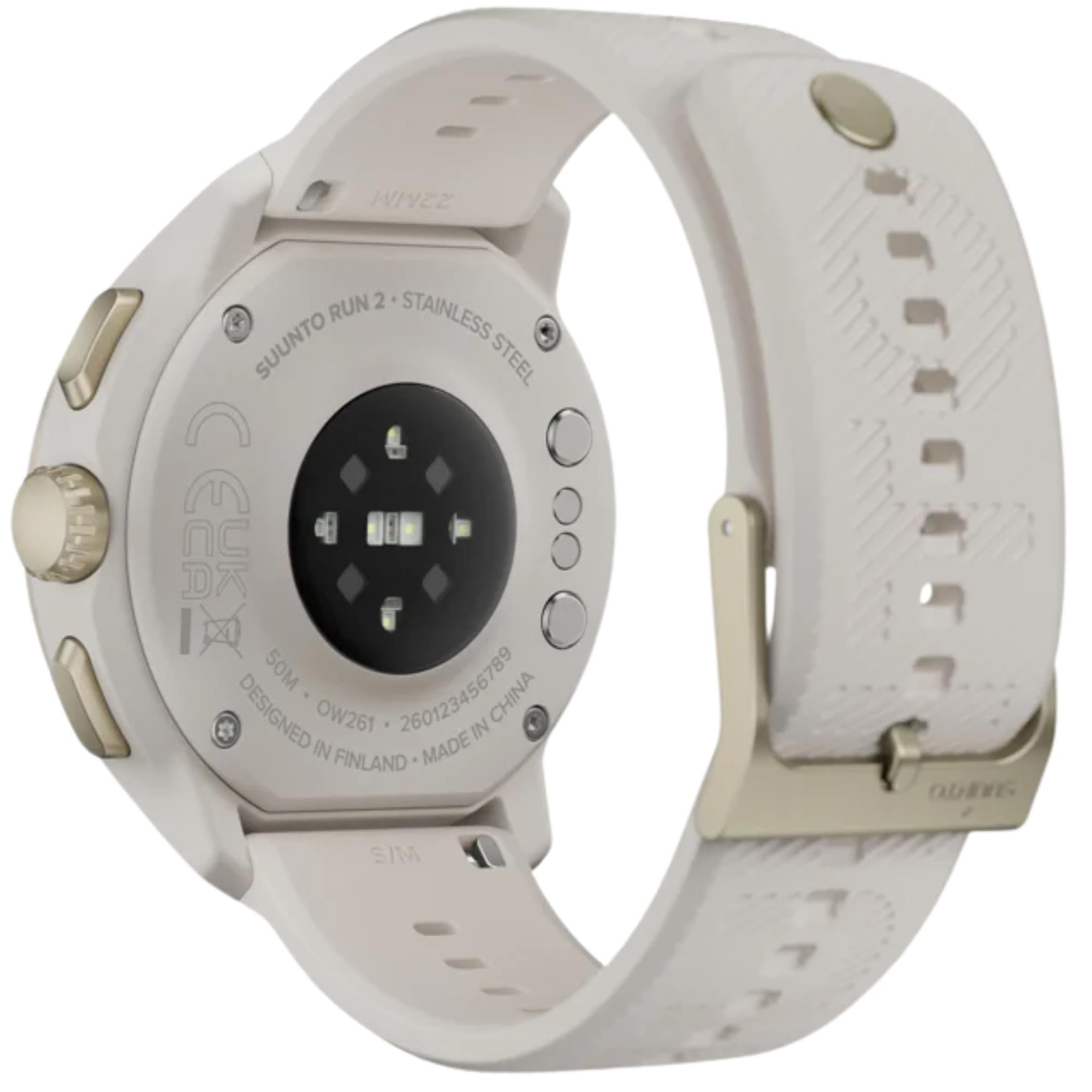 Suunto Run 2 46.5mm 64GB AMOLED Digital Feather Gold Silicone Strap Smart Fitness Watch SS051640000