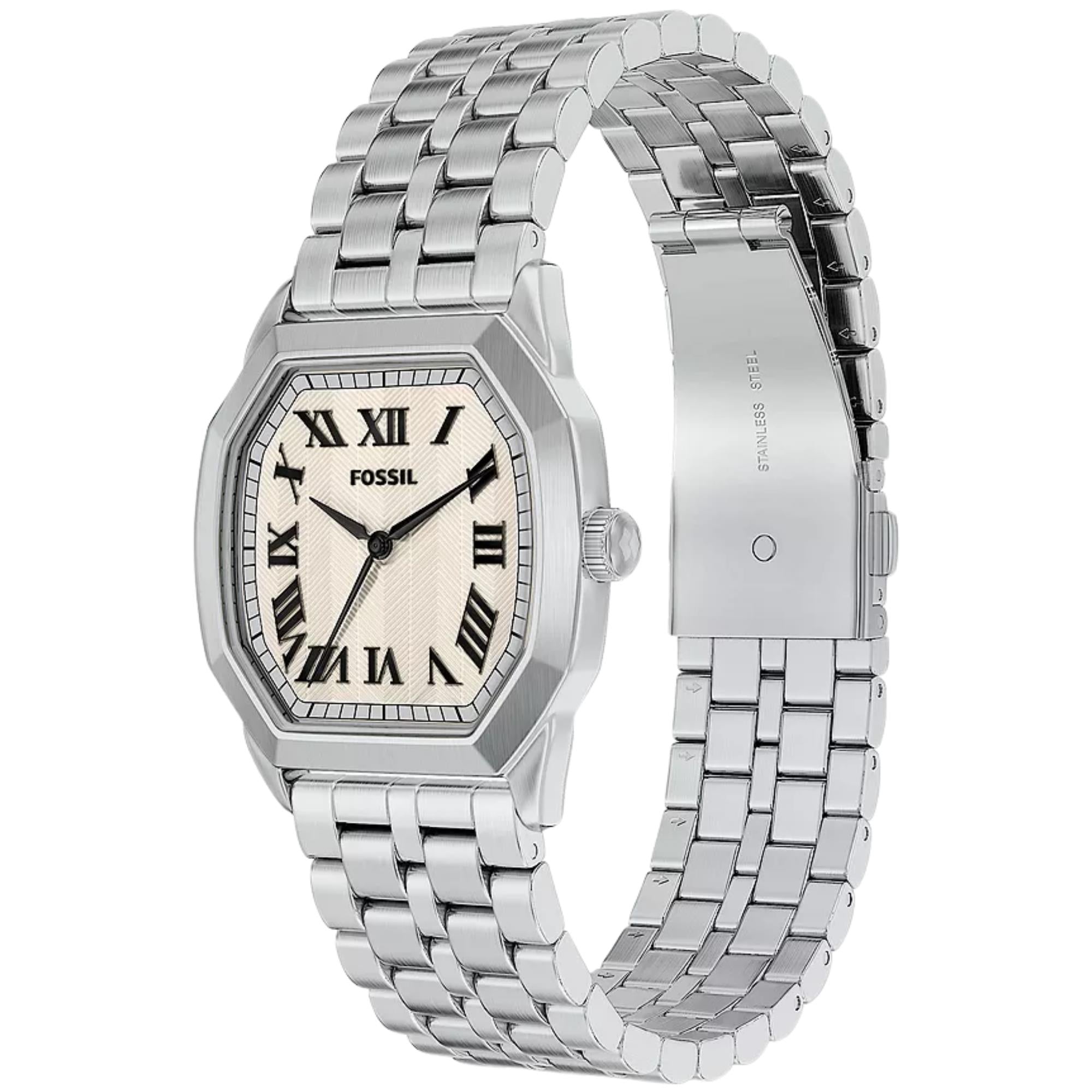 Fossil Harlow 33mm Cream Dial Steel Mens Quartz Watch FS6211