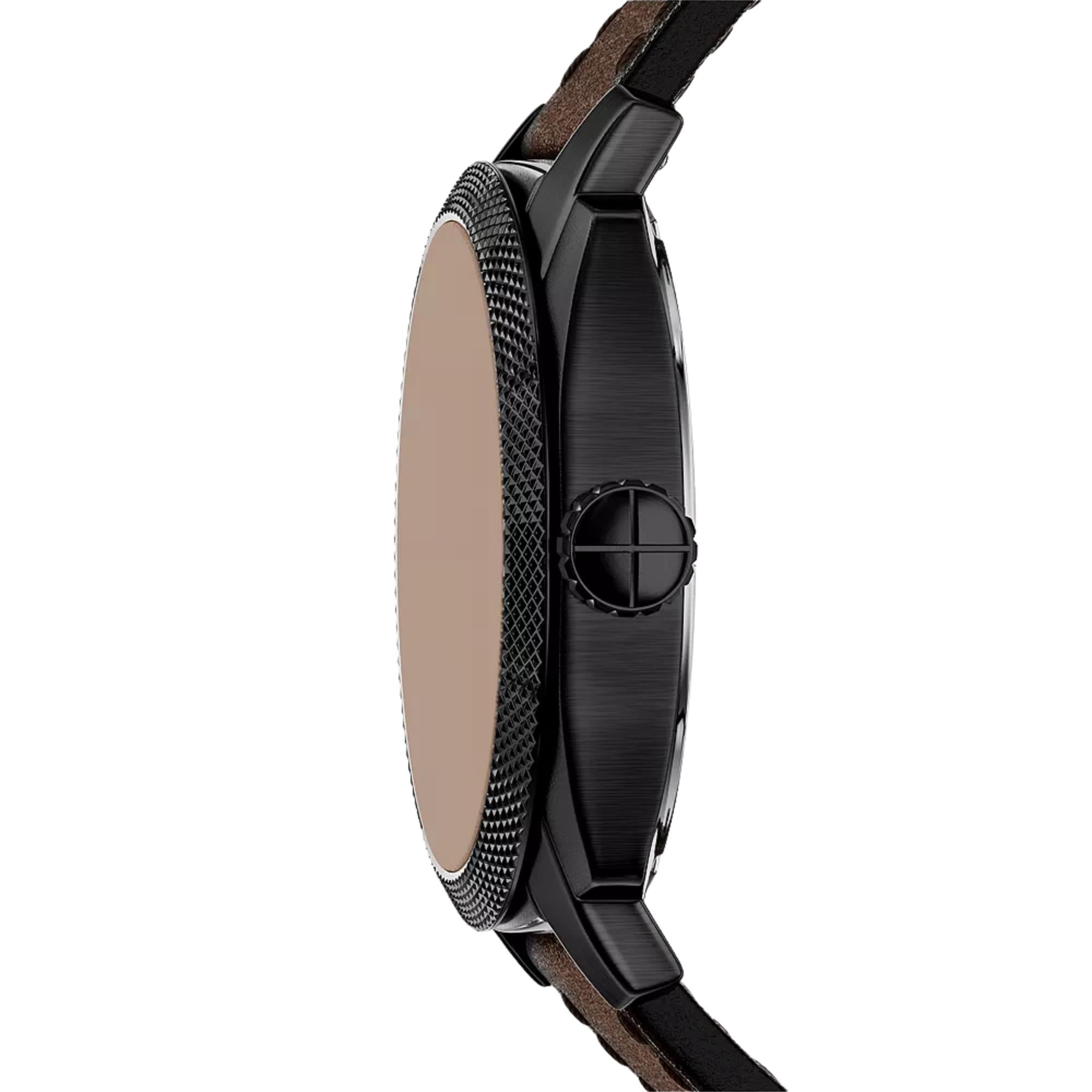 Fossil Machine 41mm Black Dial Leather Mens Quartz Watch FS6187