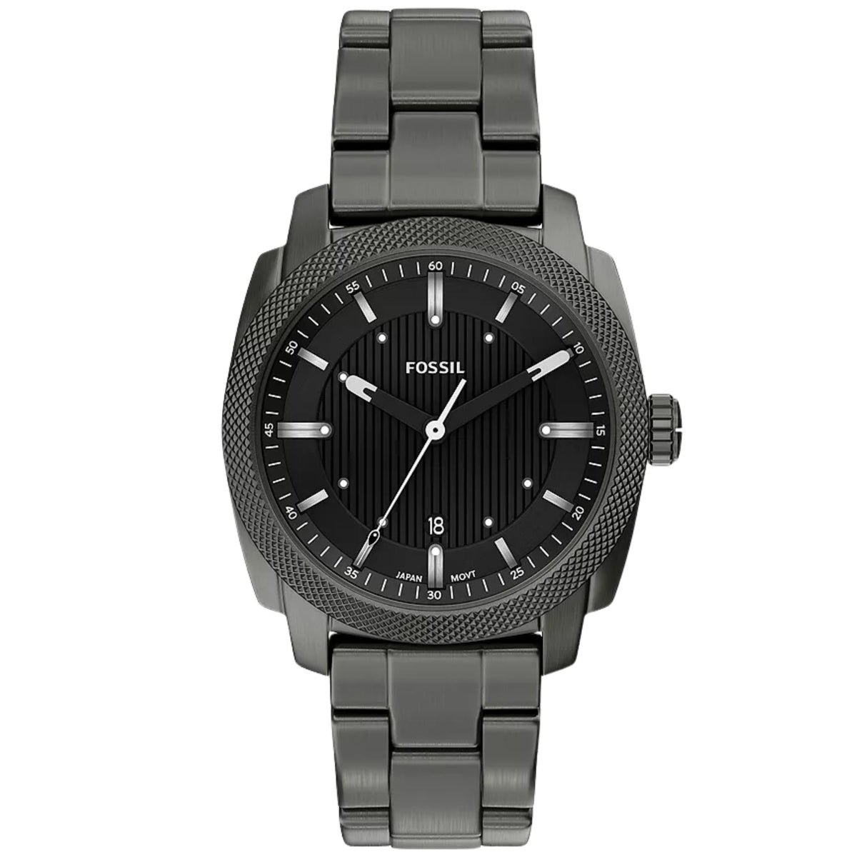 Fossil Machine 41mm Black Dial Steel Mens Quartz Watch FS6185