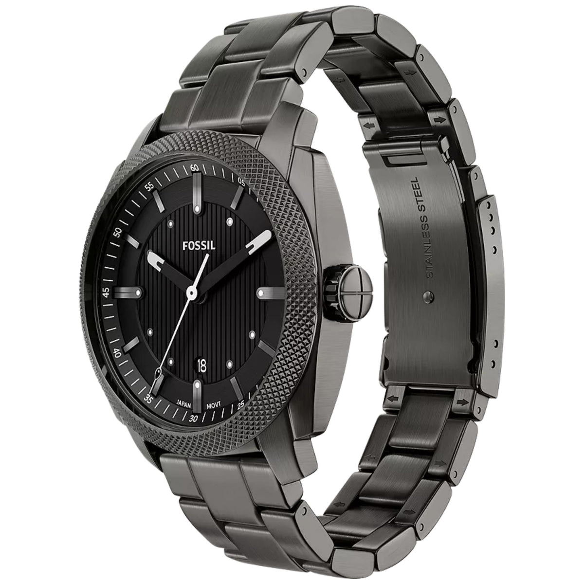 Fossil Machine 41mm Black Dial Steel Mens Quartz Watch FS6185