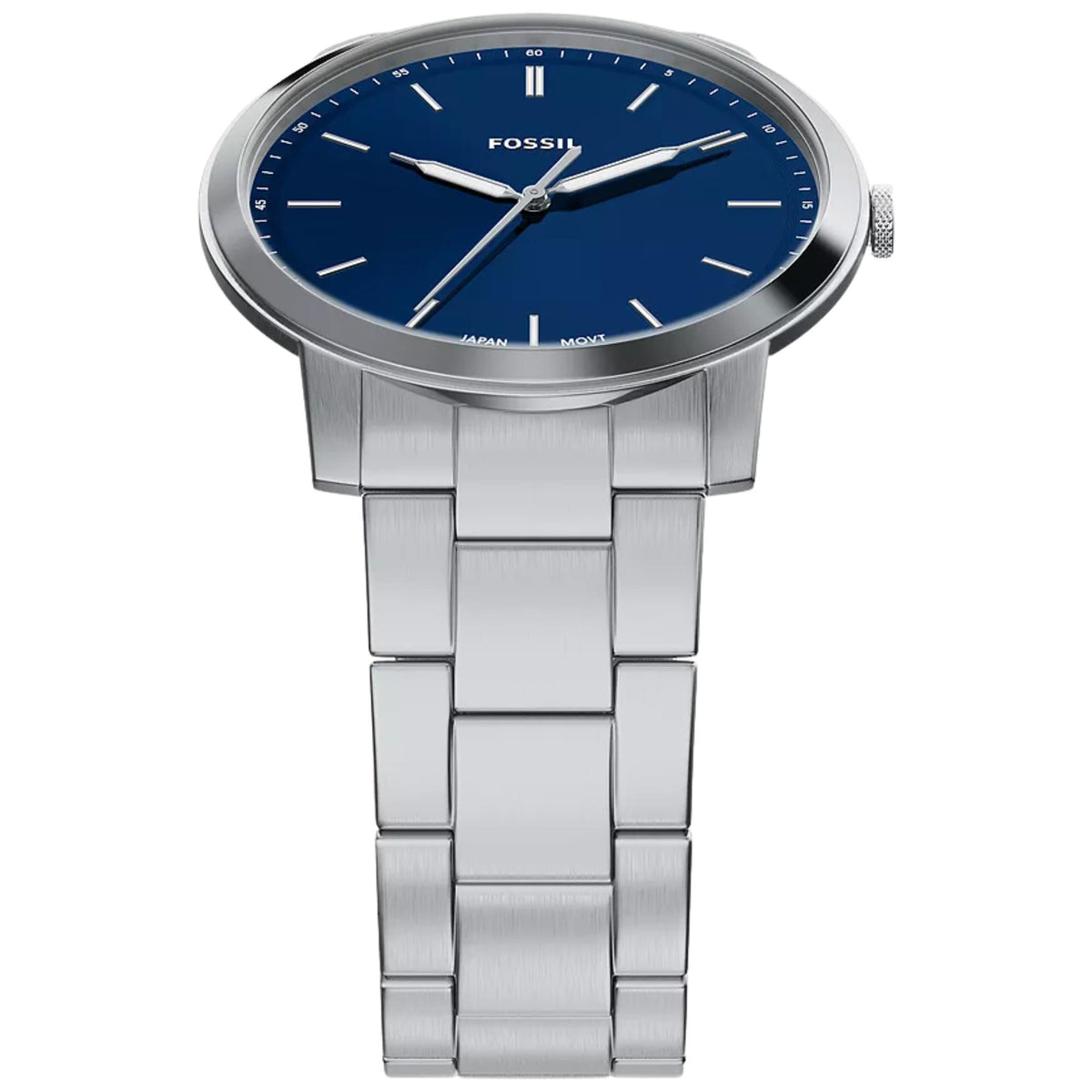 Fossil Minimalist 44mm Blue Dial Steel Mens Quartz Watch FS6180
