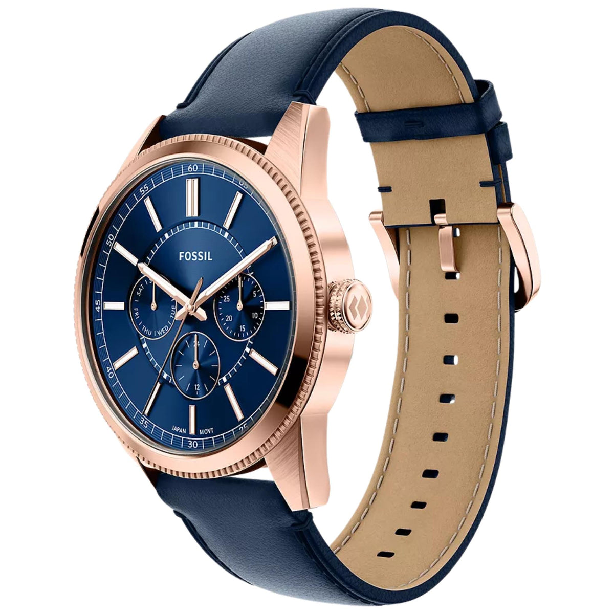 Fossil Pearson 42mm Multifunction Blue Dial Leather Mens Quartz Watch FS6196