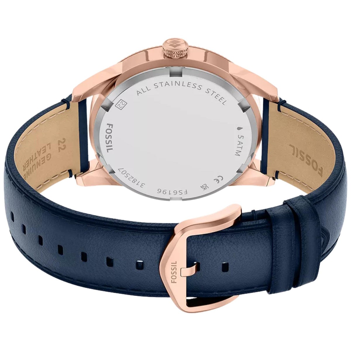 Fossil Pearson 42mm Multifunction Blue Dial Leather Mens Quartz Watch FS6196