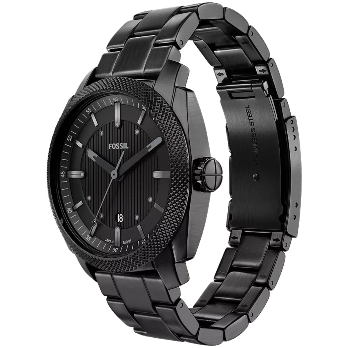 Fossil Machine 41mm Black Dial Steel Mens Quartz Watch FS6186