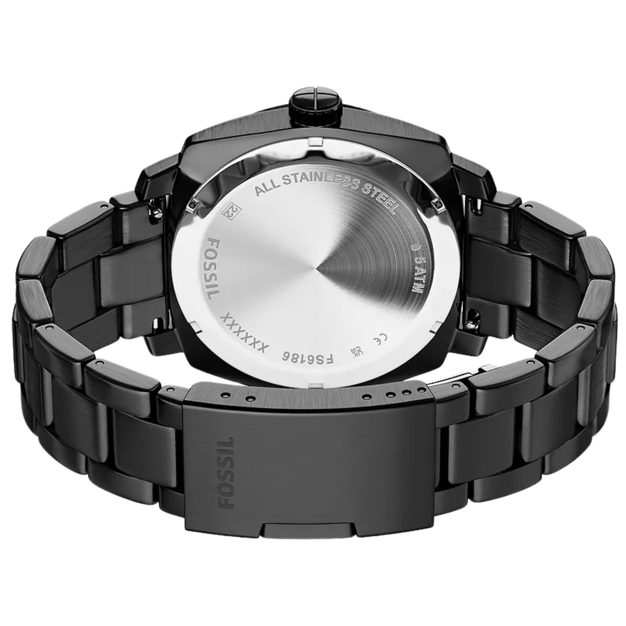 Fossil Machine 41mm Black Dial Steel Mens Quartz Watch FS6186