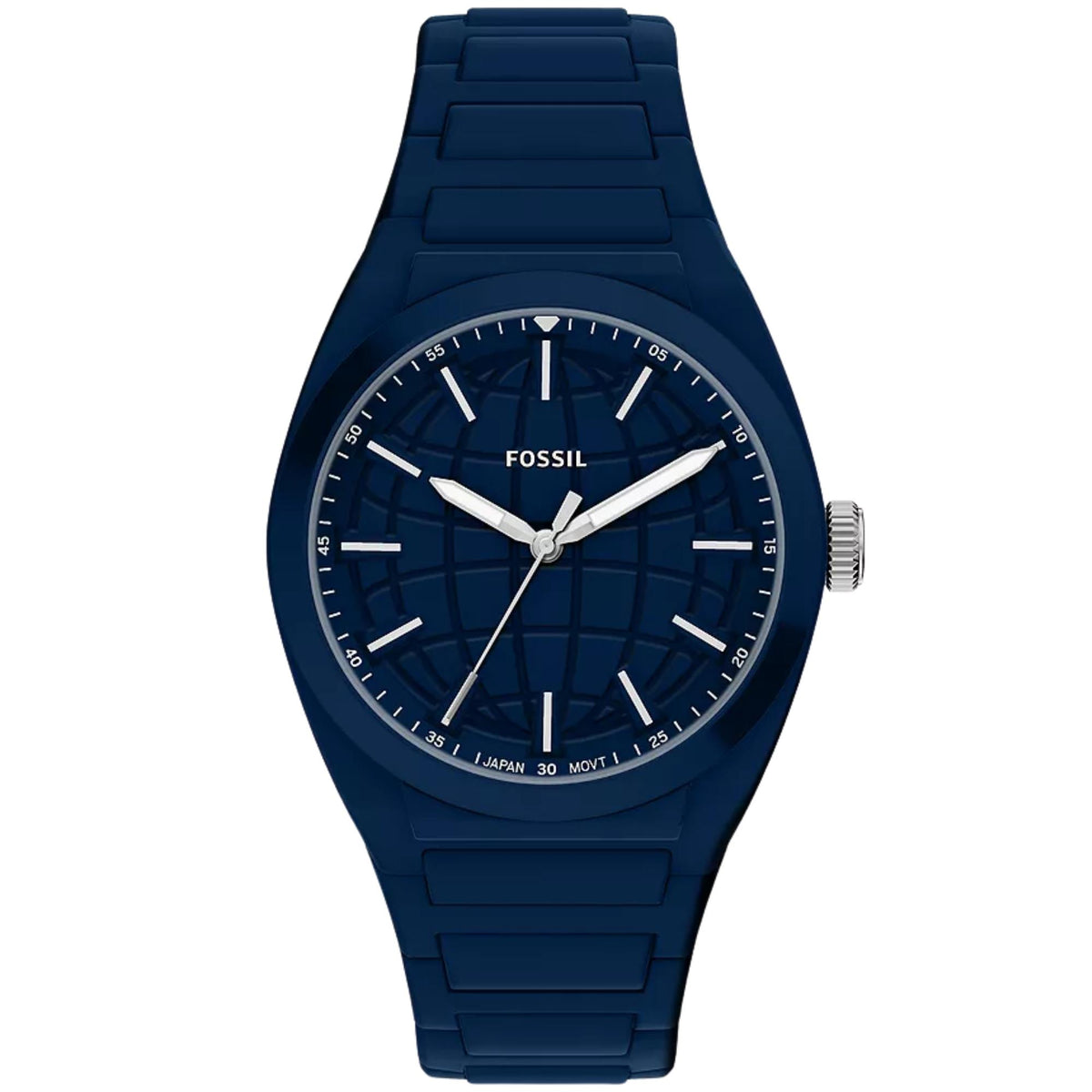 Fossil Everett 42mm Blue Dial Silicone Mens Quartz Watch FS6177