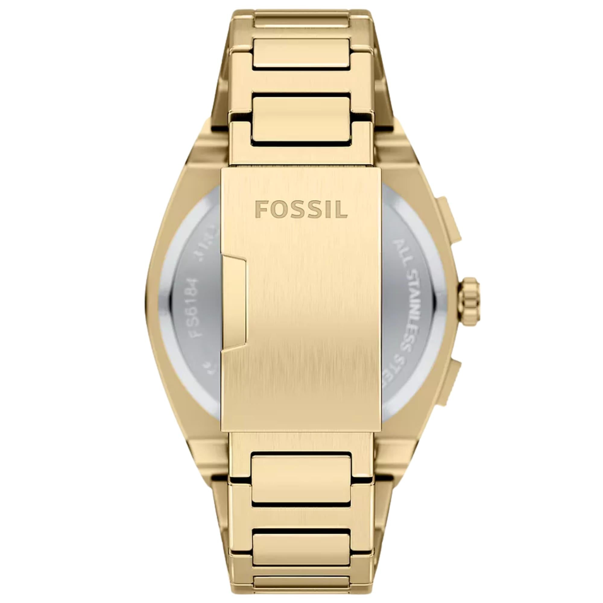 Fossil Everett 44mm Chronograph Brown Dial Steel Mens Quartz Watch FS6184