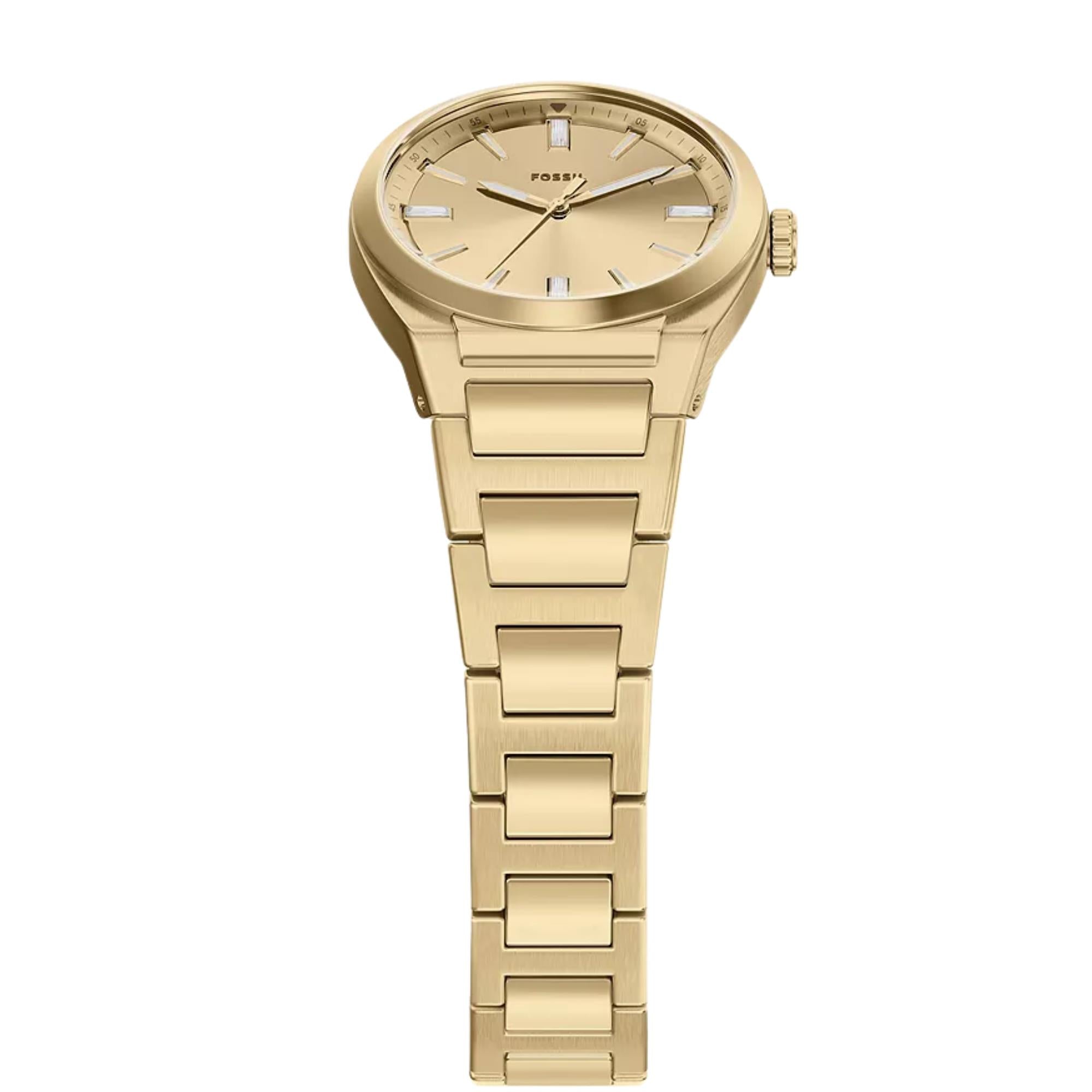 Fossil Everett 27mm Gold Dial Steel Ladies Quartz Watch ES5492
