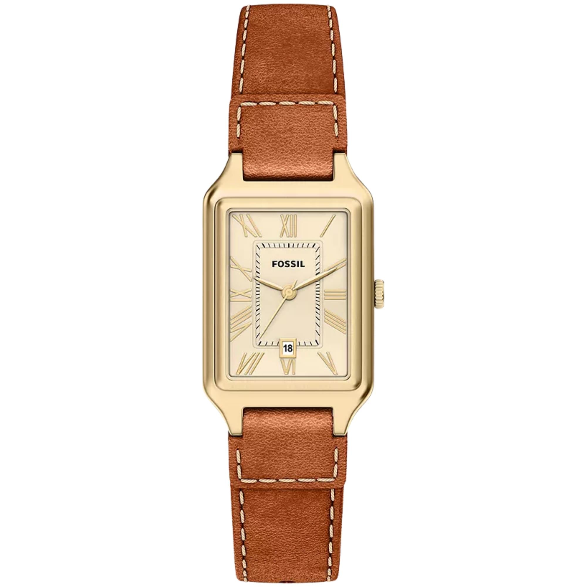 Fossil Raquel 23mm Cream Dial Leather Ladies Quartz Watch ES5504