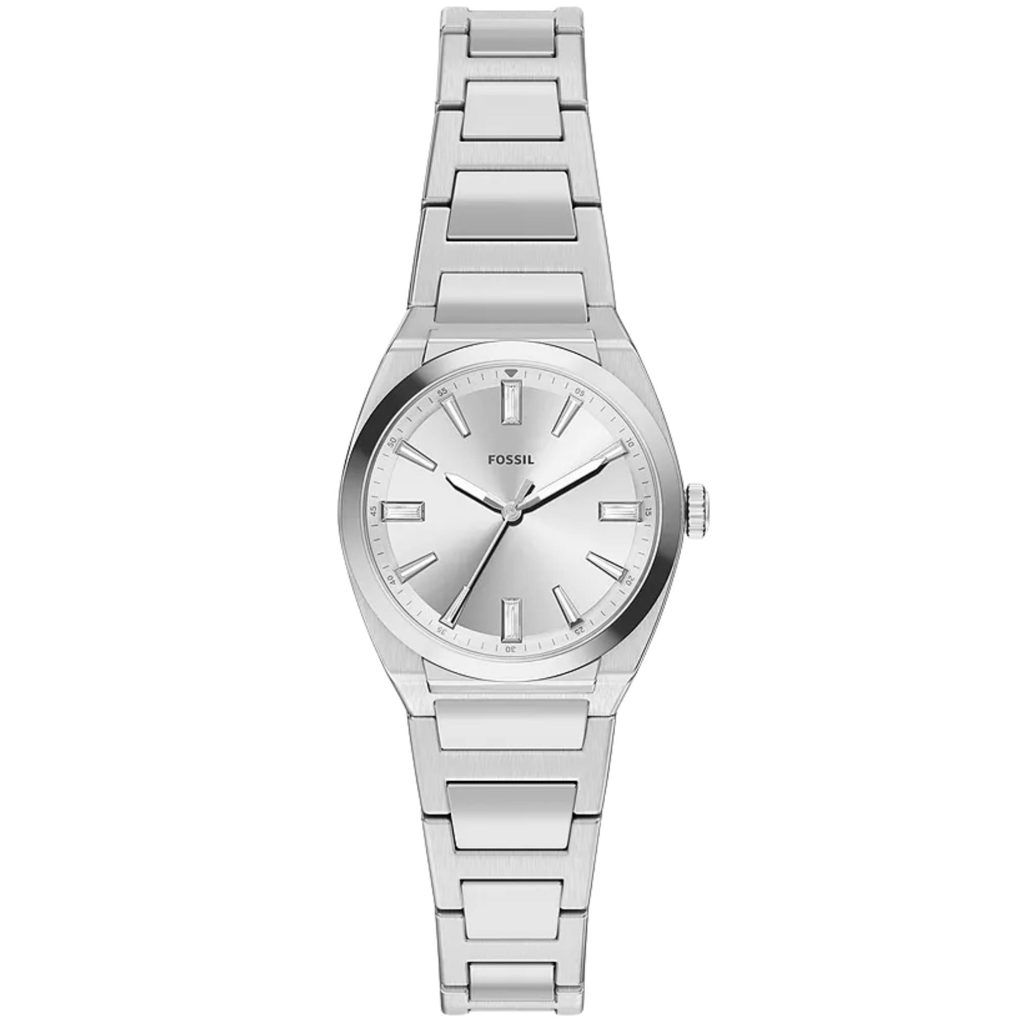 Fossil Everett 27mm Silver Dial Steel Ladies Quartz Watch ES5490