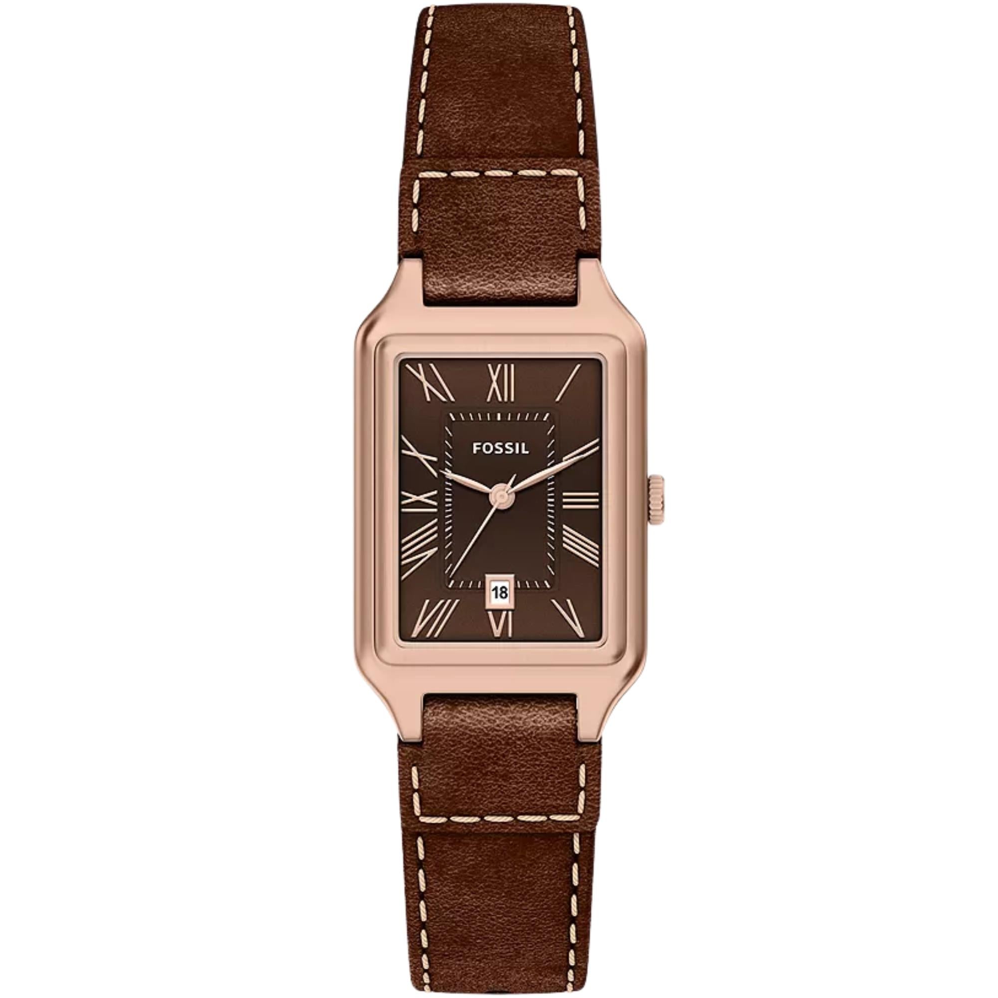 Fossil Raquel 23mm Brown Dial Leather Ladies Quartz Watch ES5503