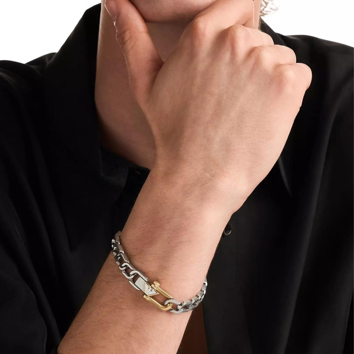 Emporio Armani Eagle Logo Silver Steel Mens Chain Bracelet EGS3370040