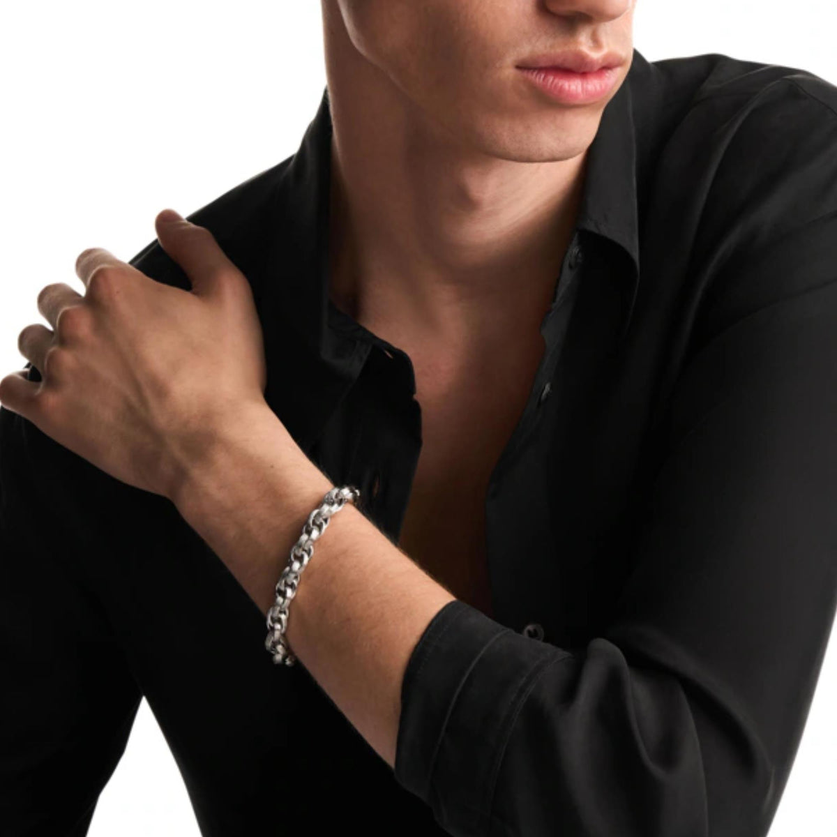 Emporio Armani Iconic Trend Silver Steel Mens Chain Bracelet EGS3377040