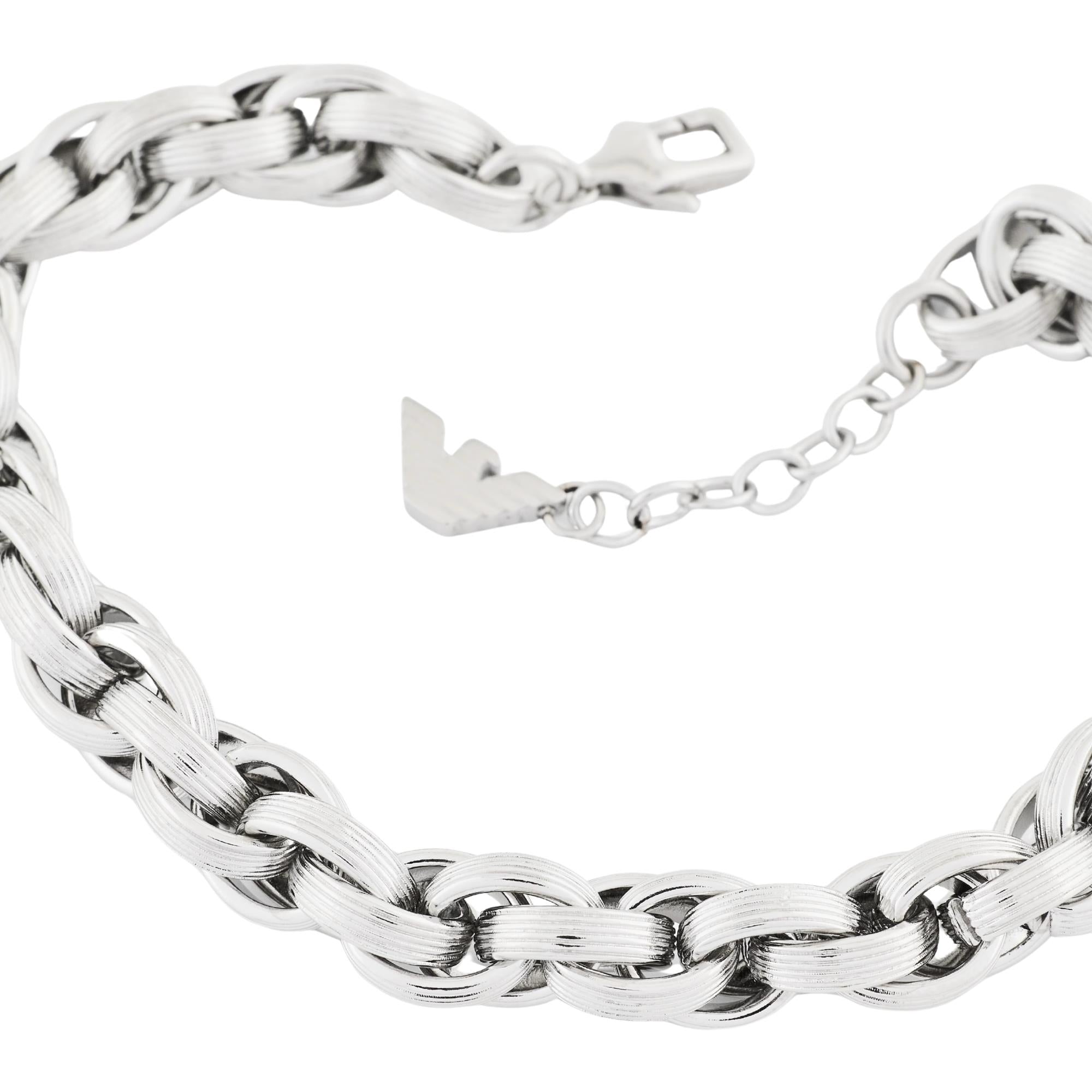 Emporio Armani Iconic Trend Silver Steel Mens Chain Bracelet EGS3377040