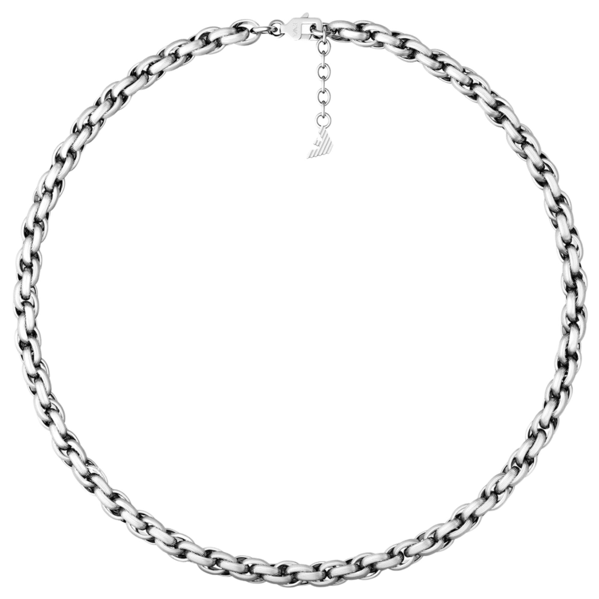 Emporio Armani Iconic Trend Silver Steel Mens Chain Necklace EGS3378040