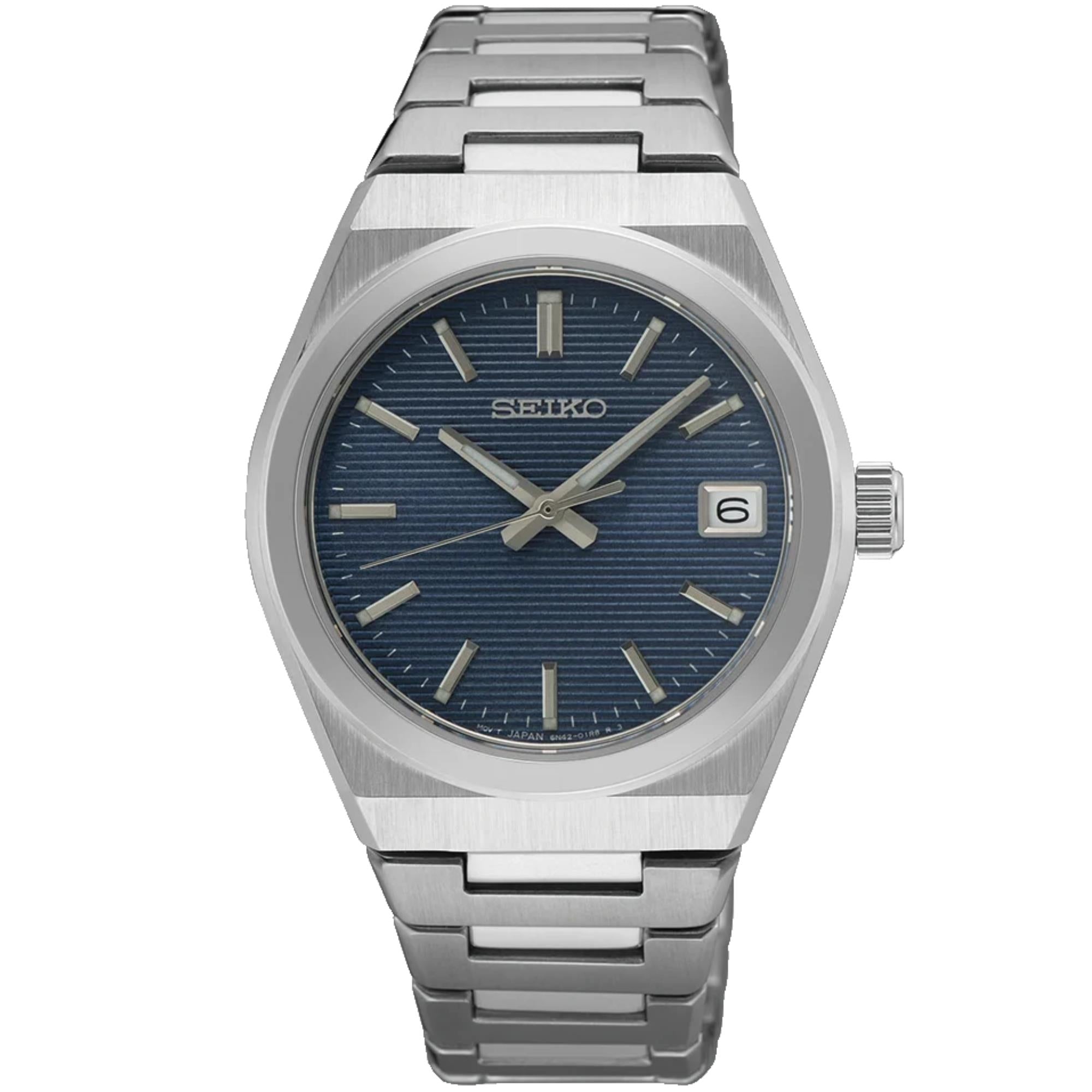 Seiko Essentials 34mm Blue Dial Steel Ladies Quartz Watch SUR575P1
