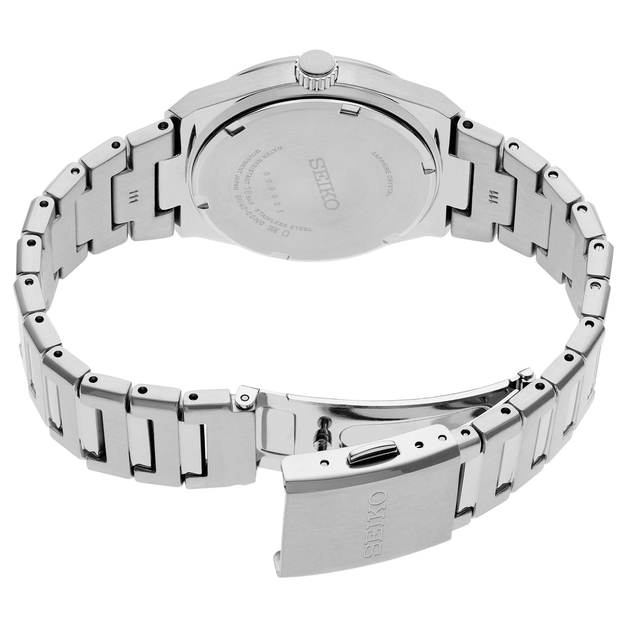 Seiko Essentials 34mm Blue Dial Steel Ladies Quartz Watch SUR575P1