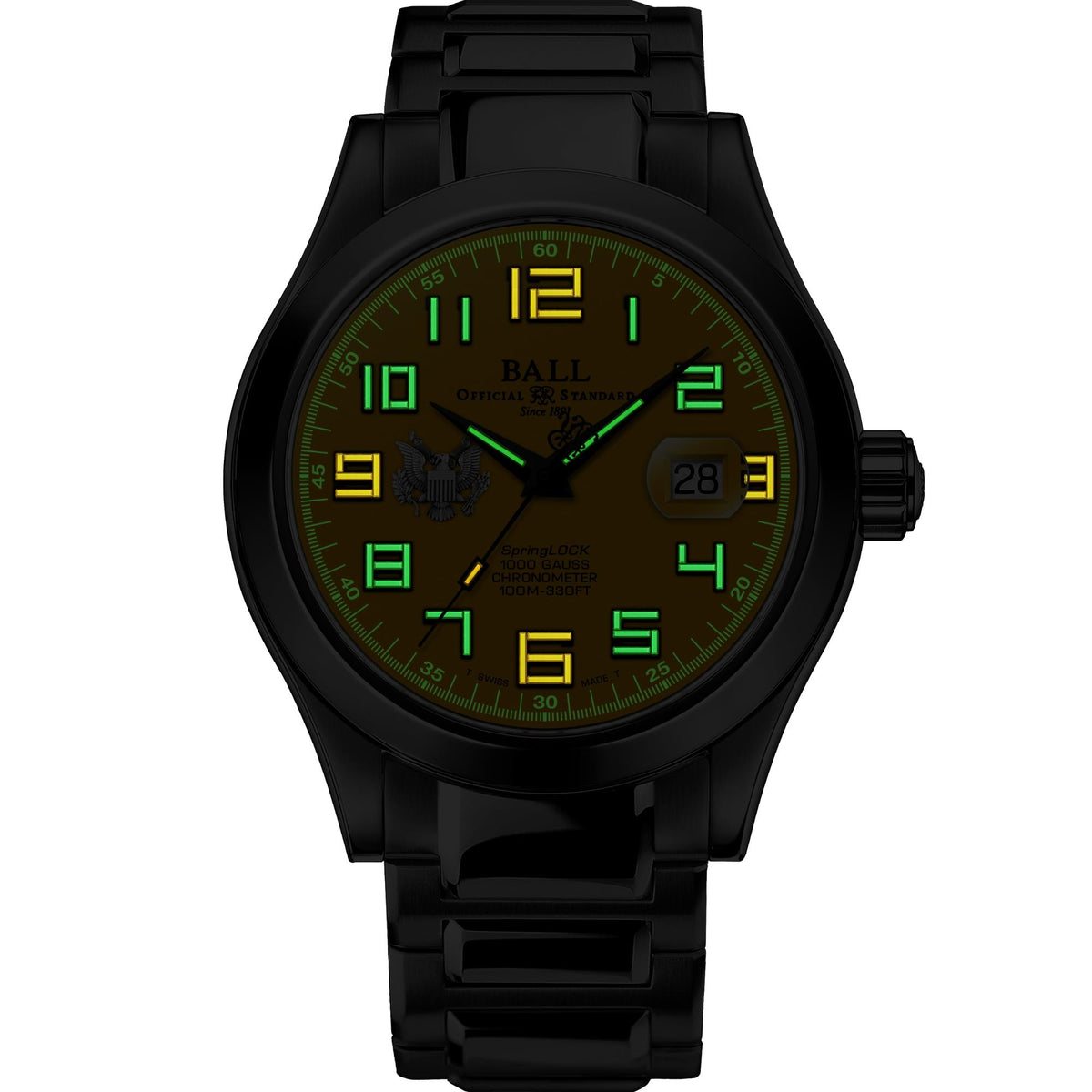 BALL Engineer III 'Army' 43mm Limited Edition Yellow Dial Steel Mens Automatic Watch NM9028C-S49C-YE