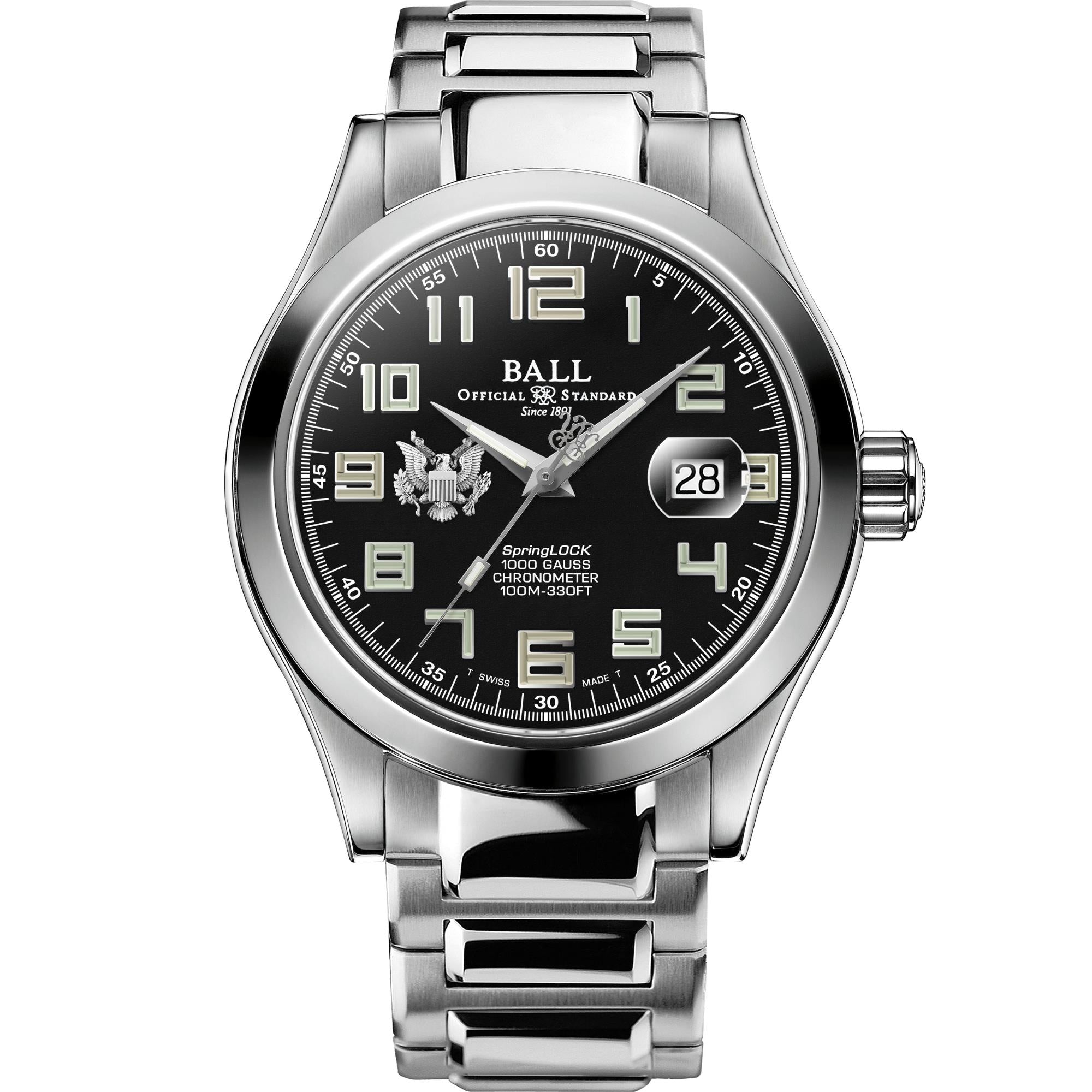 BALL Engineer III 'Army' 43mm Limited Edition Black Dial Steel Mens Automatic Watch NM9028C-S49C-BK