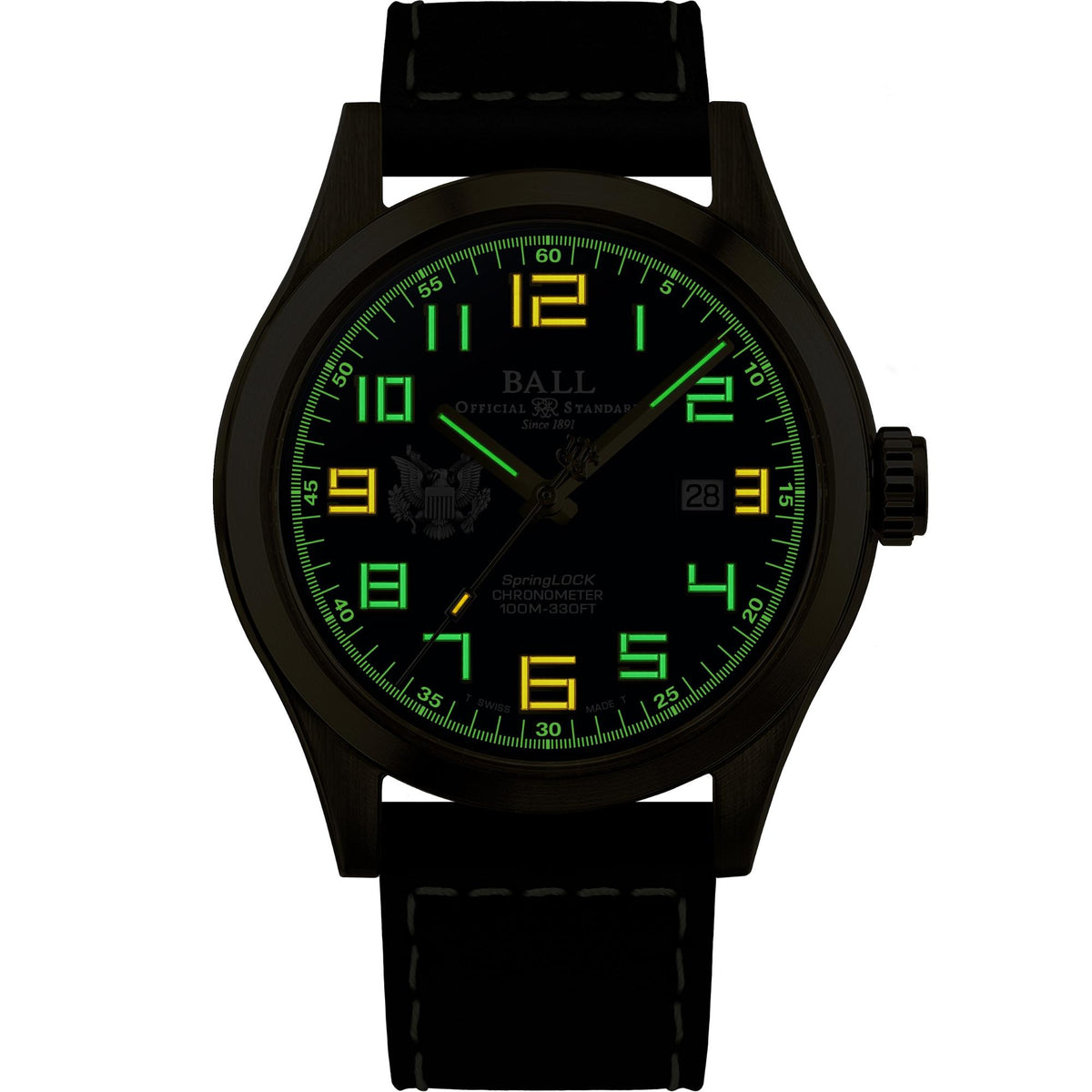 BALL Engineer III 'Army' 43mm Limited Edition Blue Dial Leather Mens Automatic Watch ND2186C-L4C-BE