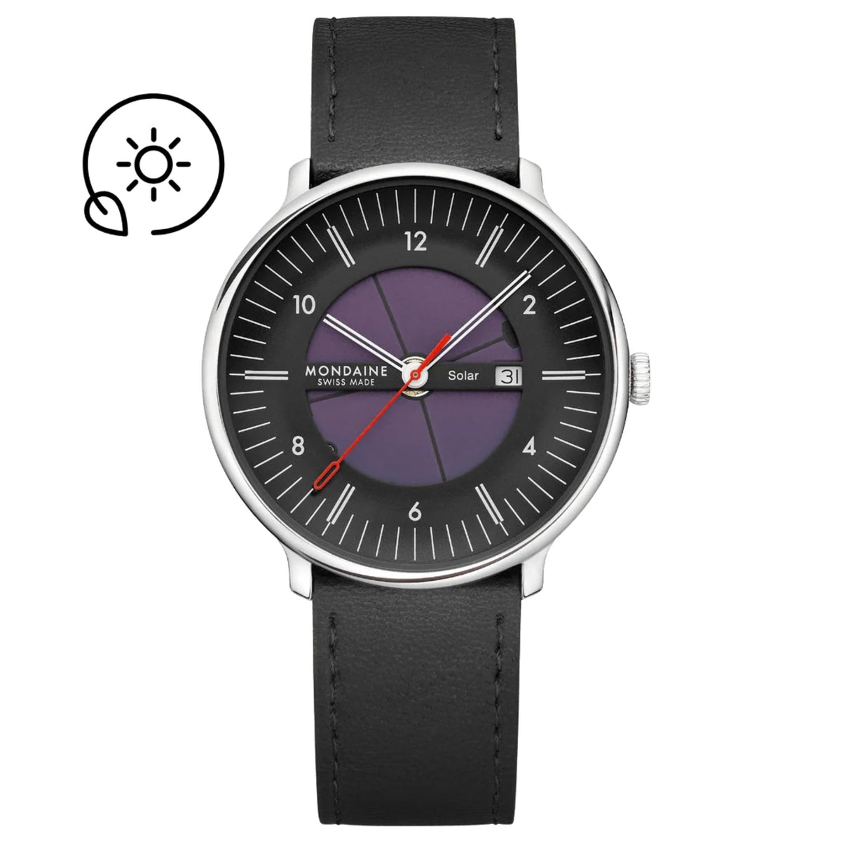 Mondaine Doppio 41mm Skeleton Black Dial Leather Mens Solar Watch MLE.41921.LBV