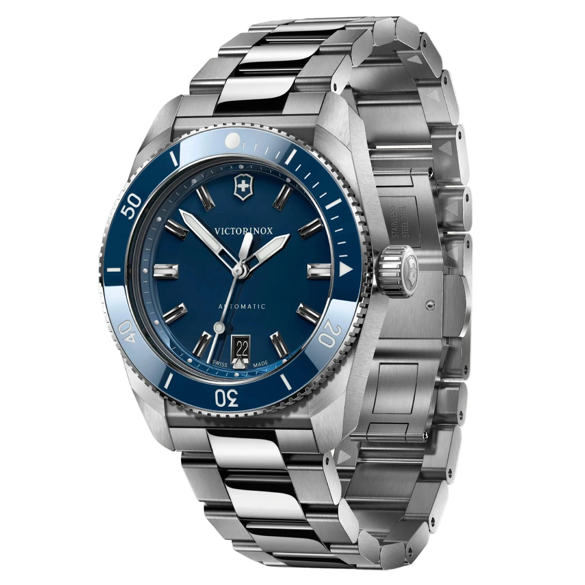 Victorinox Maverick 39mm Blue Dial Steel Mens Automatic Watch 242106