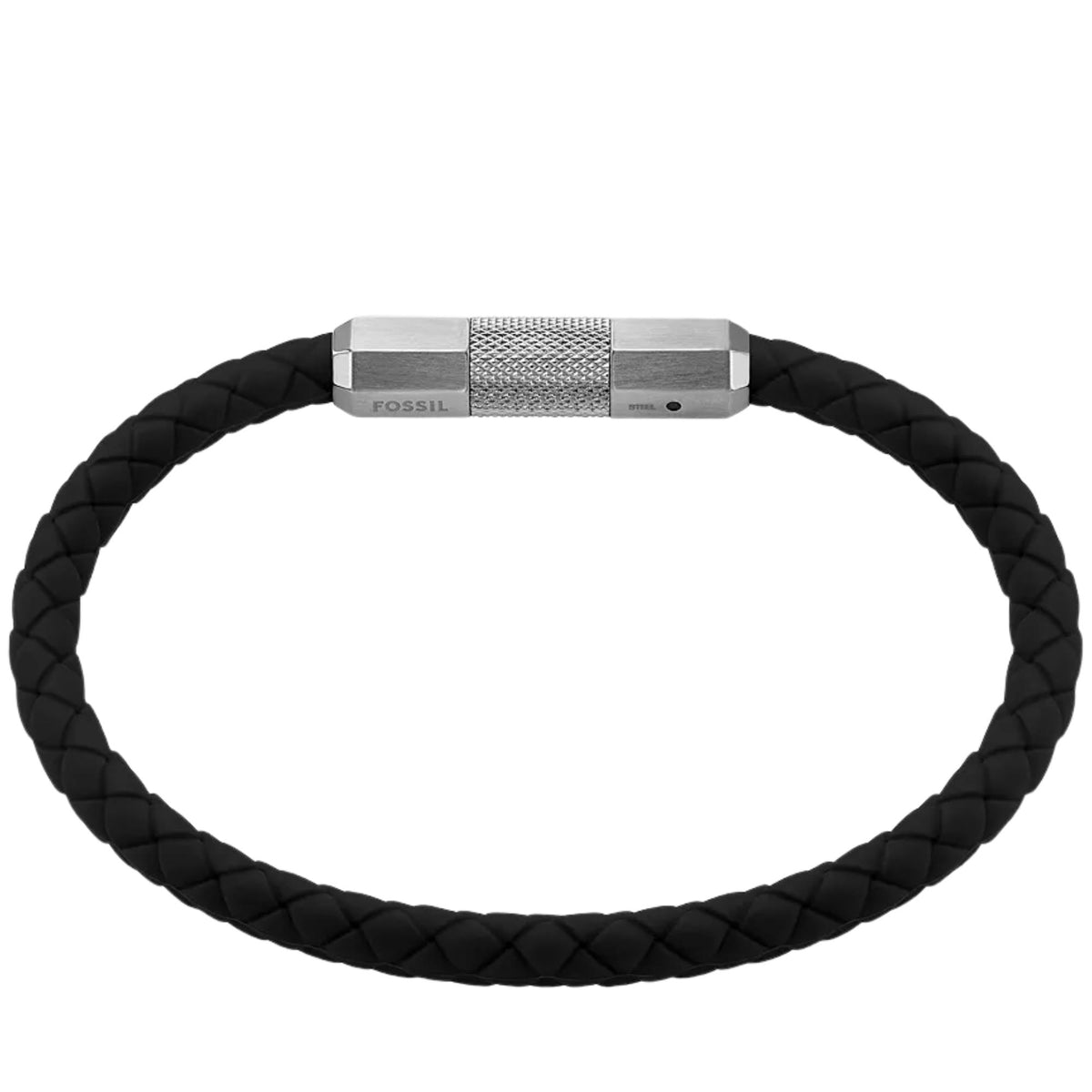 Fossil Machine Knurled Silver Steel Mens Bracelet JF04884040